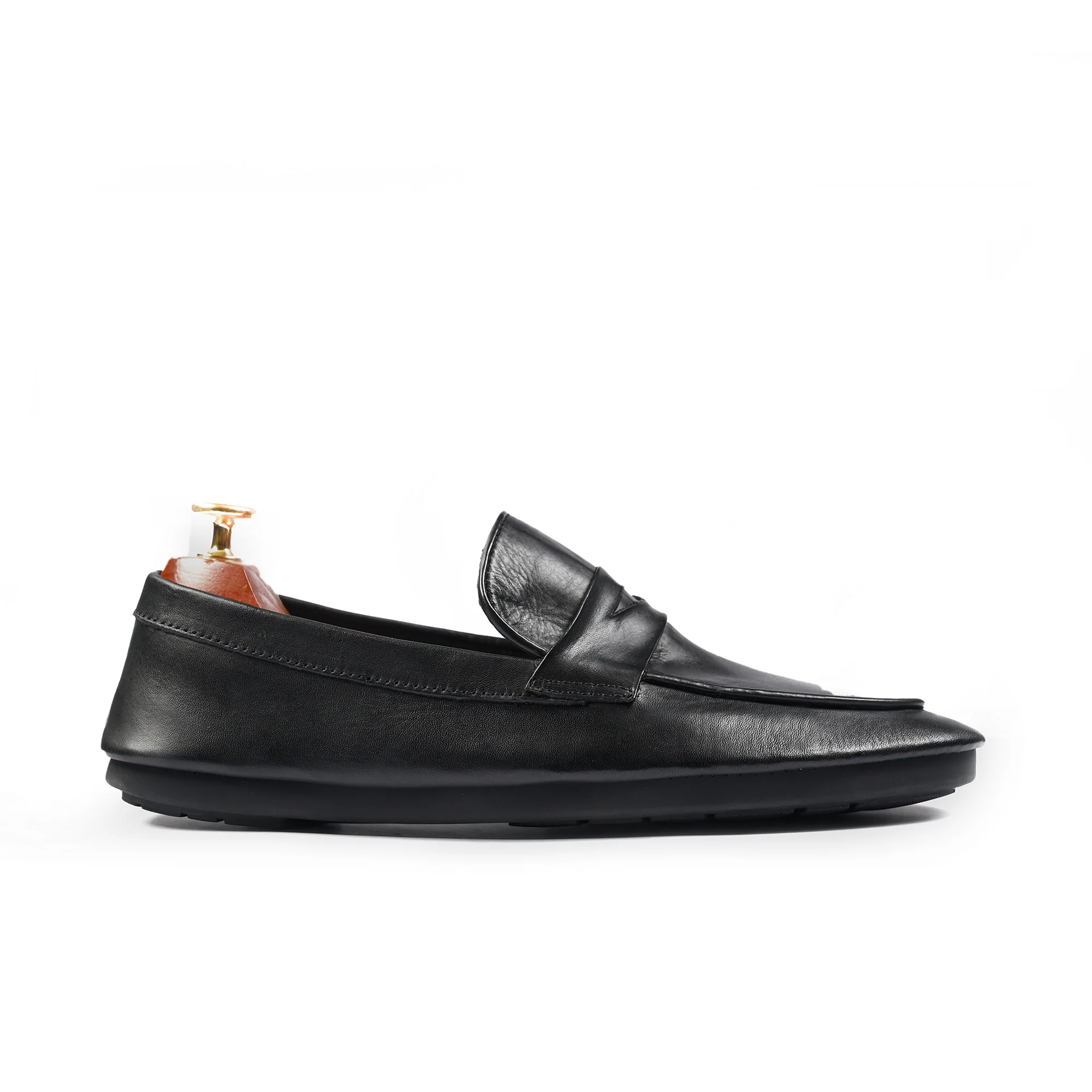 BLACK ANILINE LEATHER MOCCASIN - Image 3