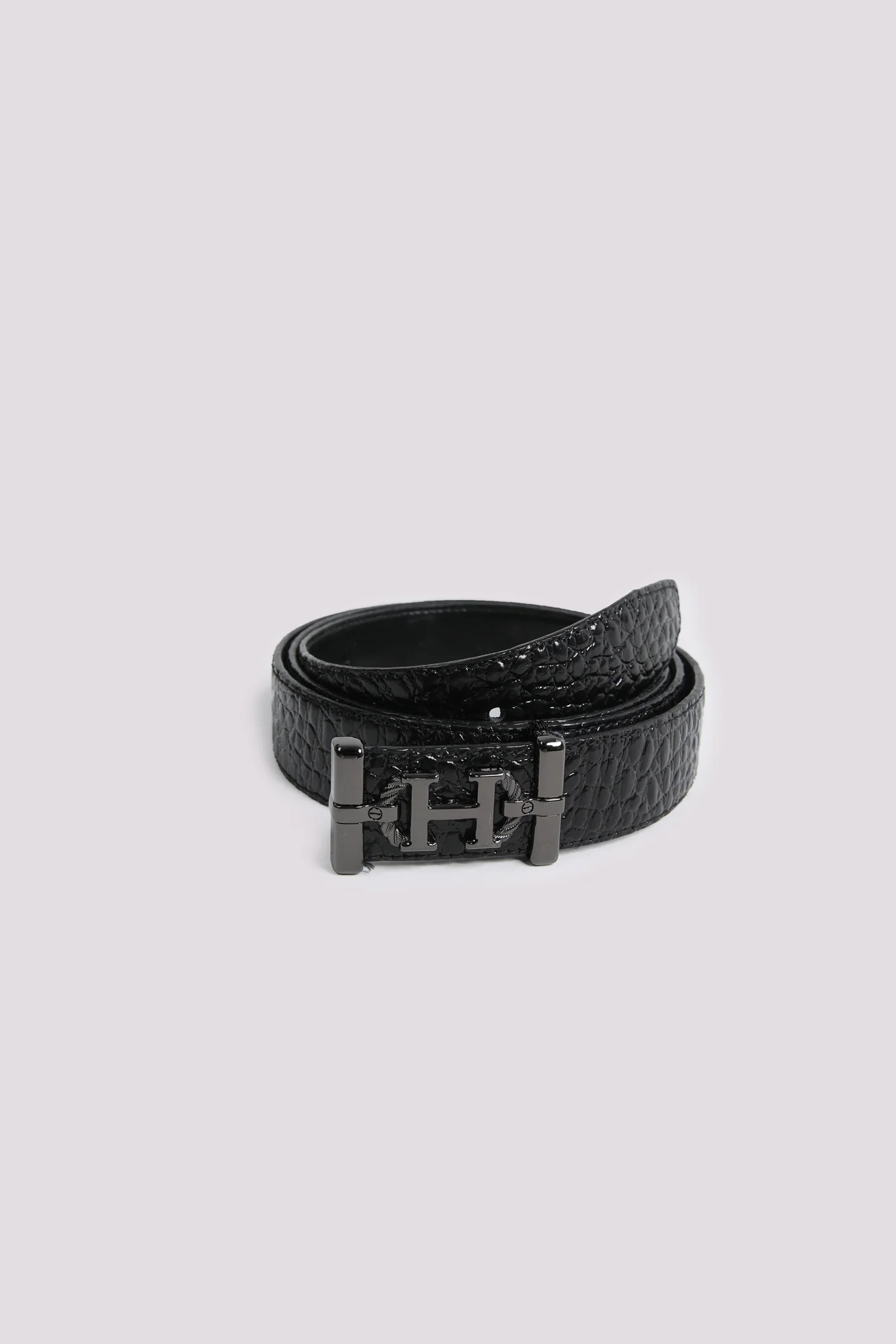 Classic Black Textured Leather Belt - Image 3