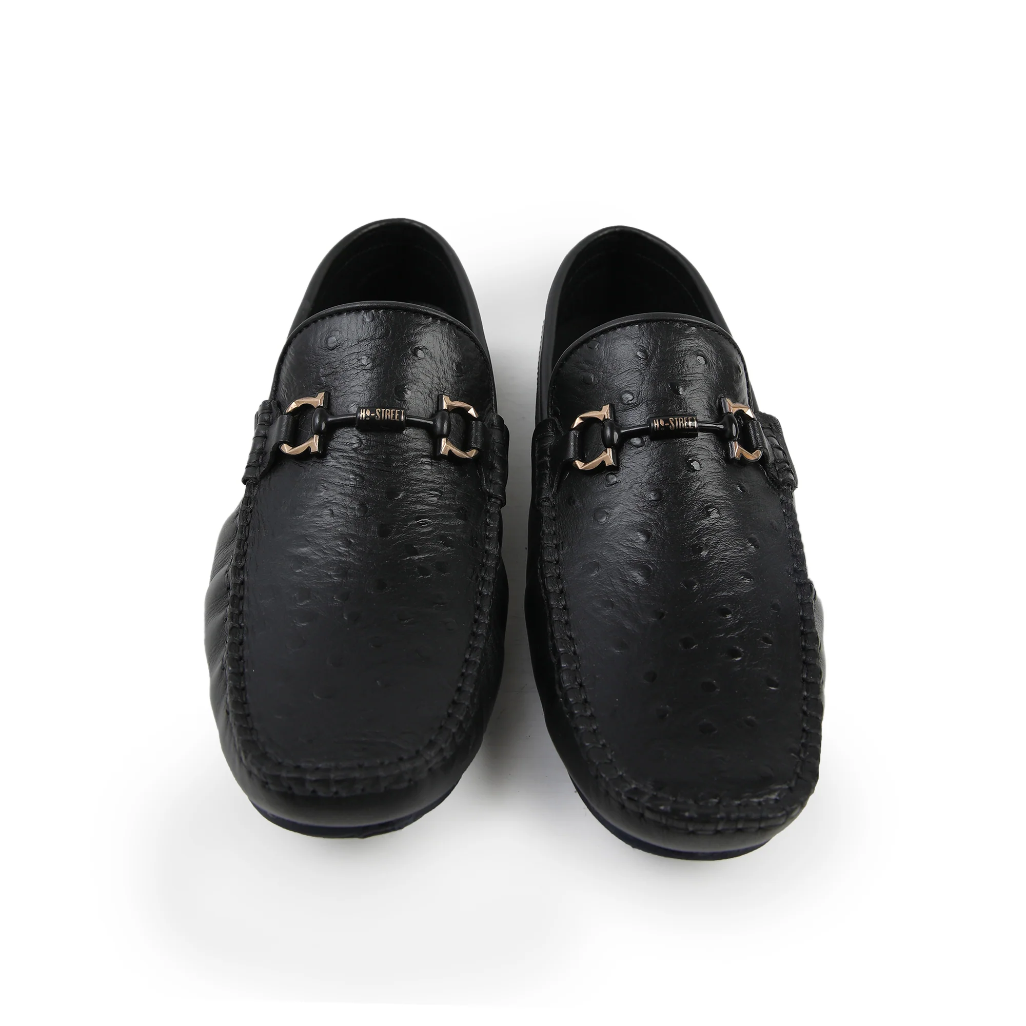 BLACK TEXTURED LEATHER MOCCASINS - Image 2