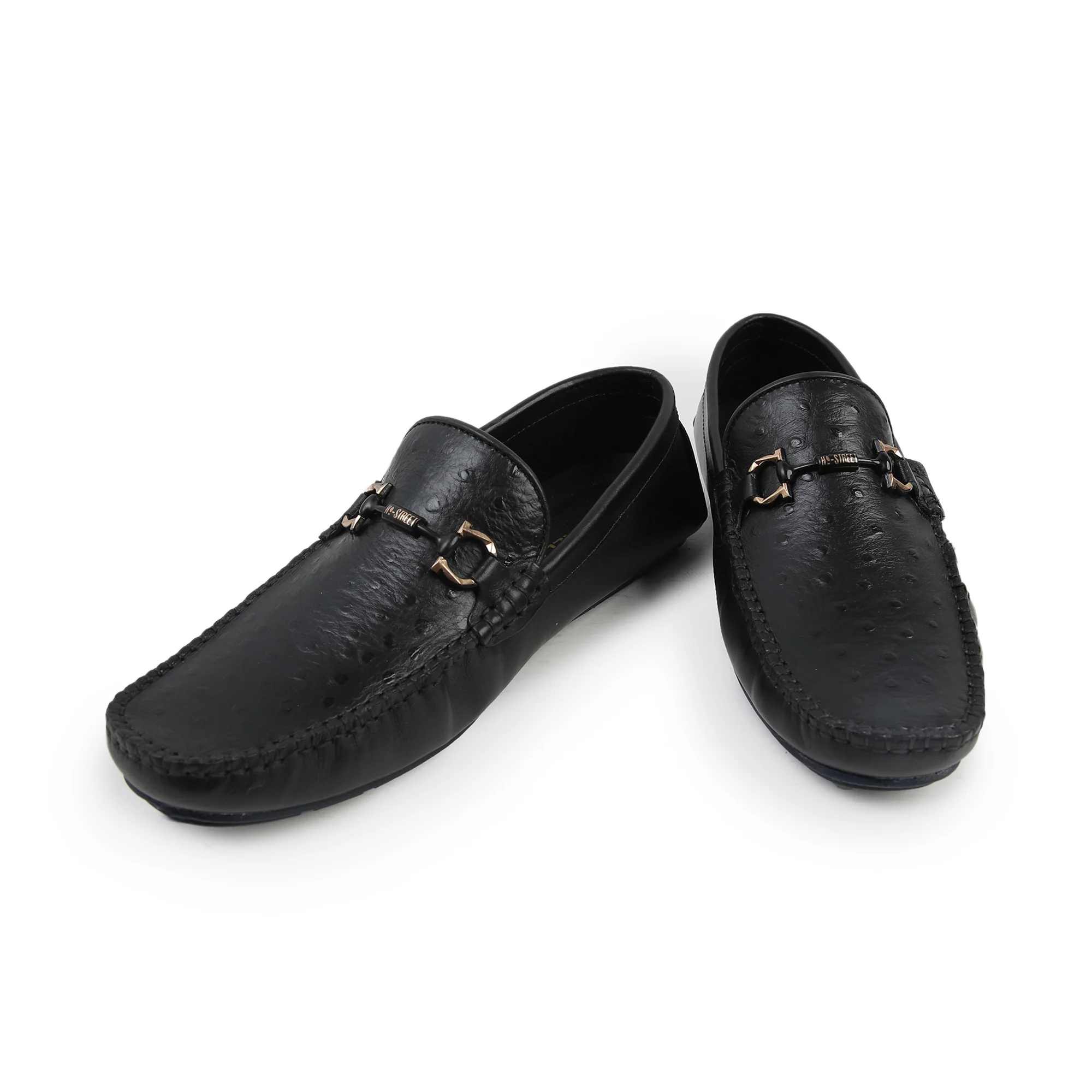 BLACK TEXTURED LEATHER MOCCASINS - Image 4