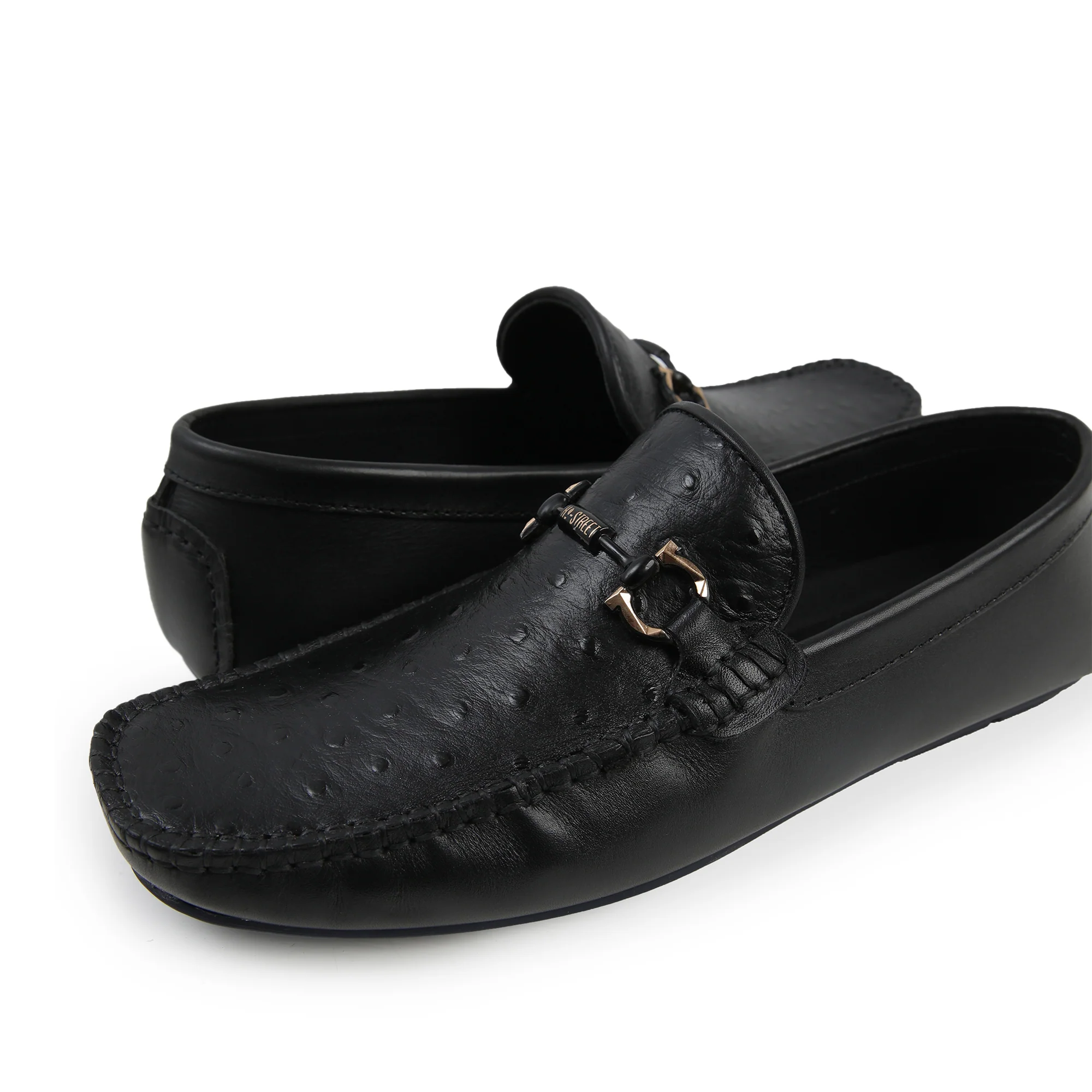 BLACK TEXTURED LEATHER MOCCASINS - Image 5