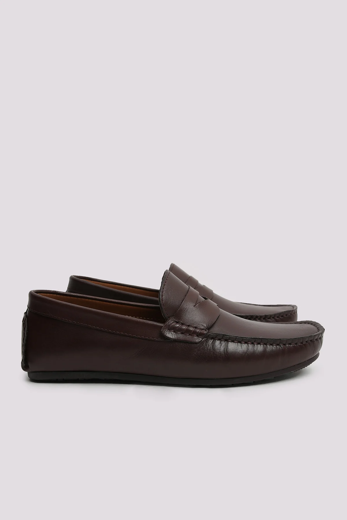 BROWN LEATHER MOCCASIN SHOES - Image 3