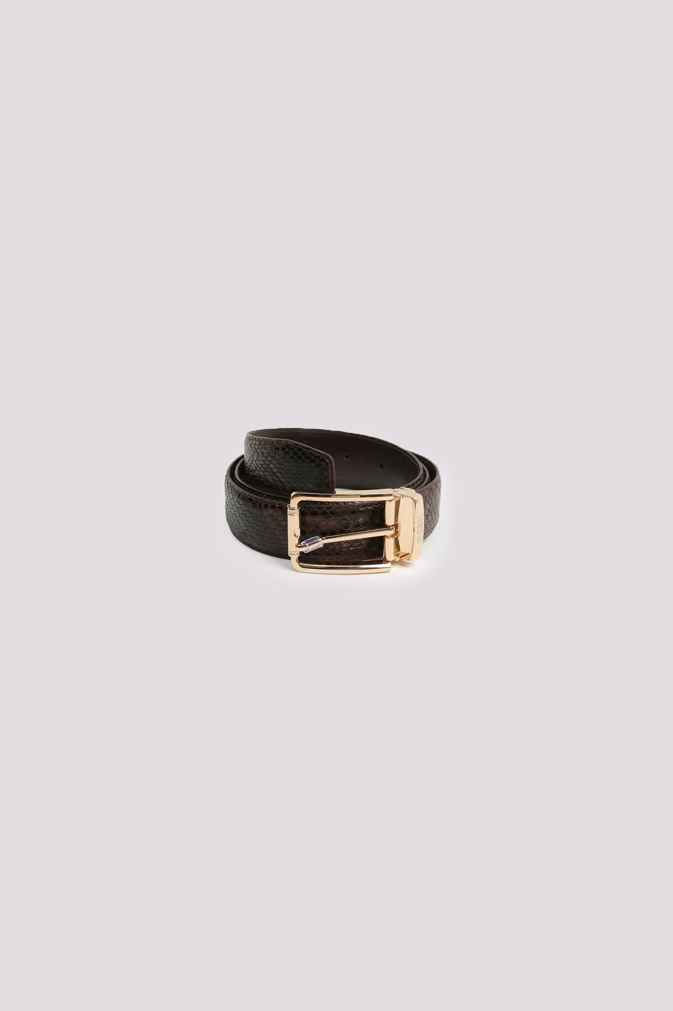 Brown Textured Leather Belt - Image 3