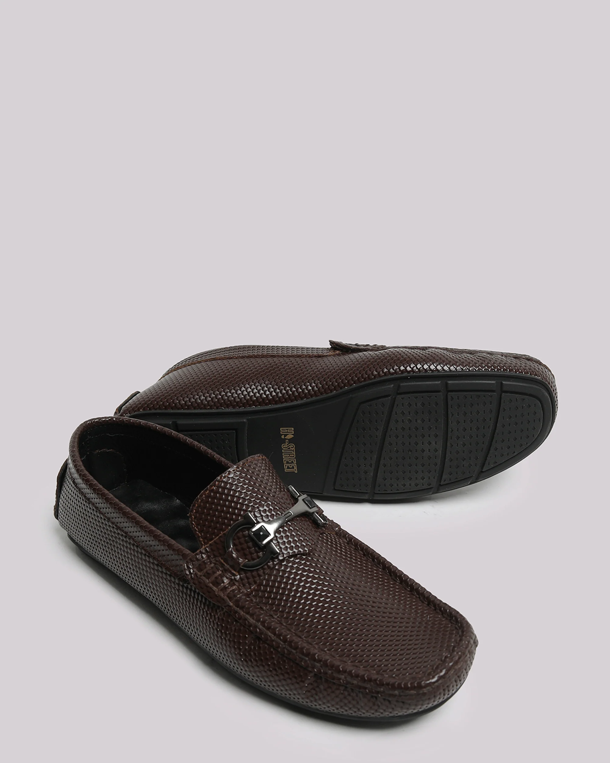 Brown Textured Leather Shoes - Image 5