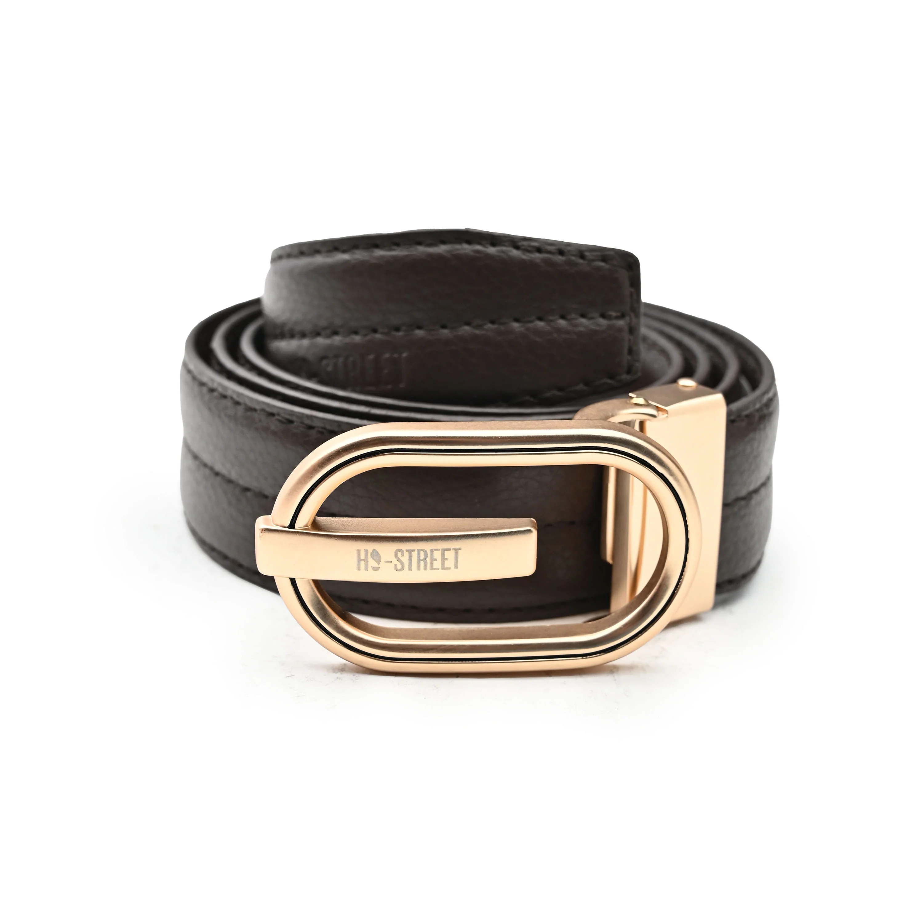 BROWN STITCHED LEATHER BELT - Image 3