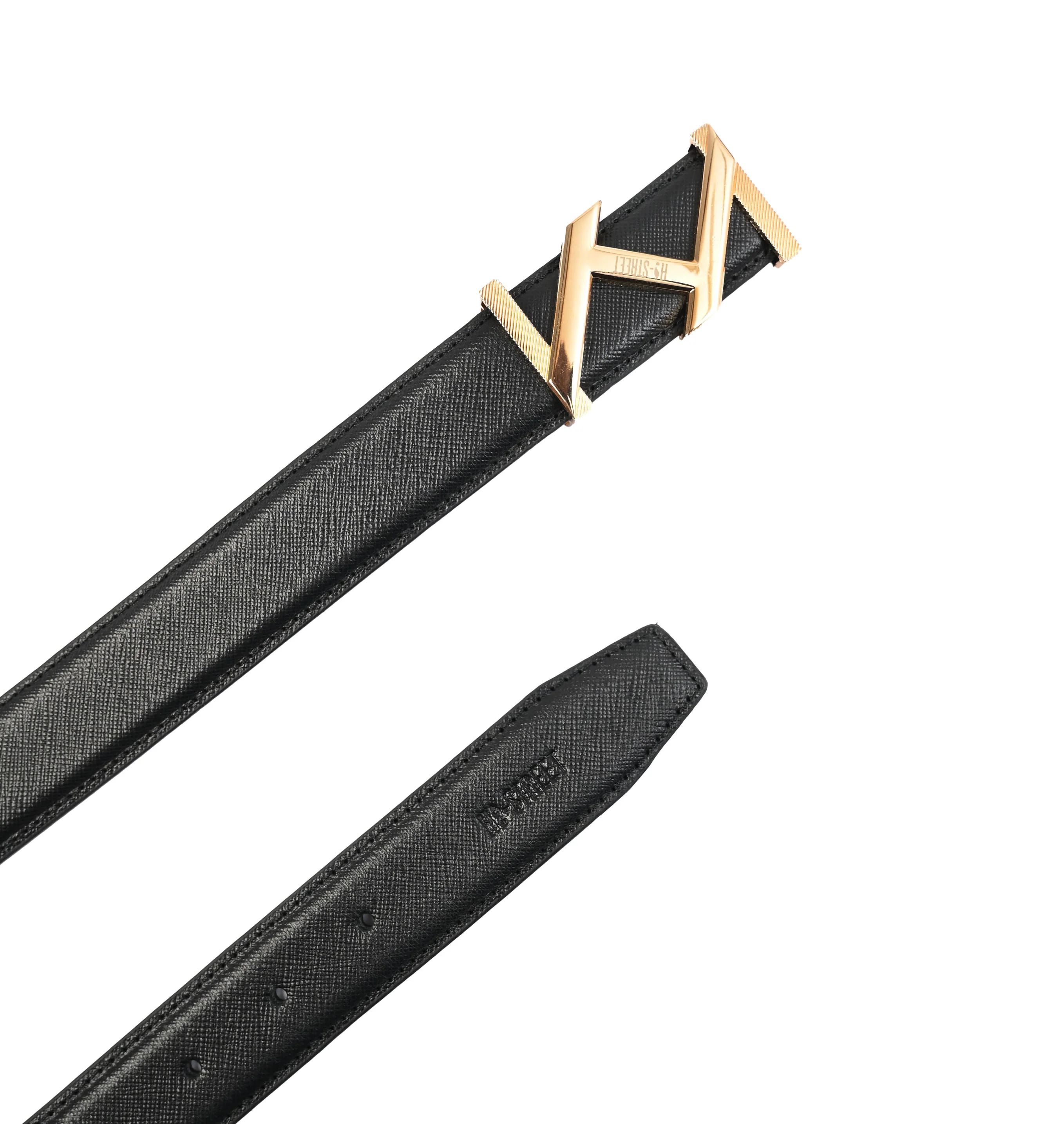 BLACK TEXTURE LEATHER BELT - Image 2