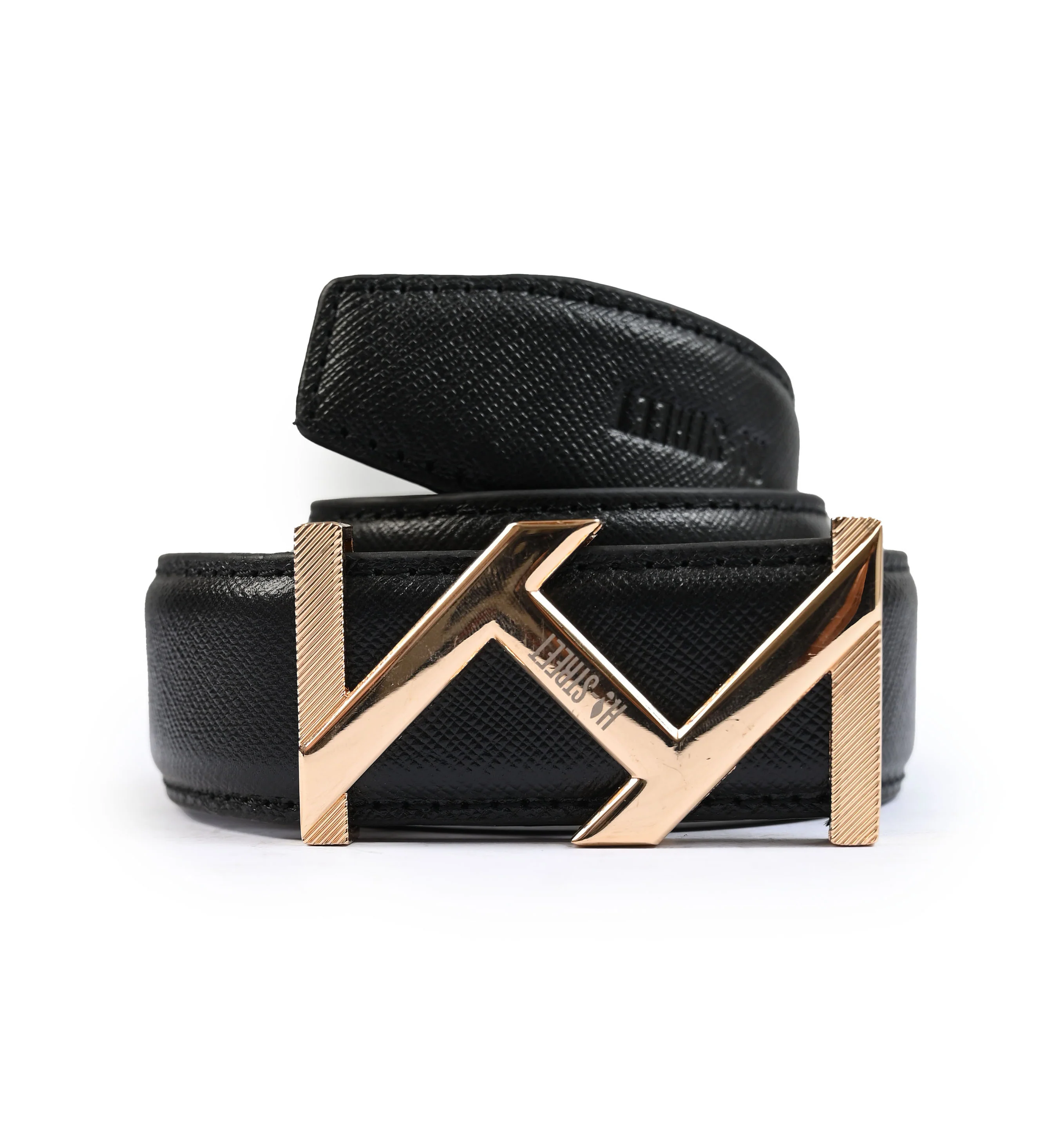BLACK TEXTURE LEATHER BELT - Image 3