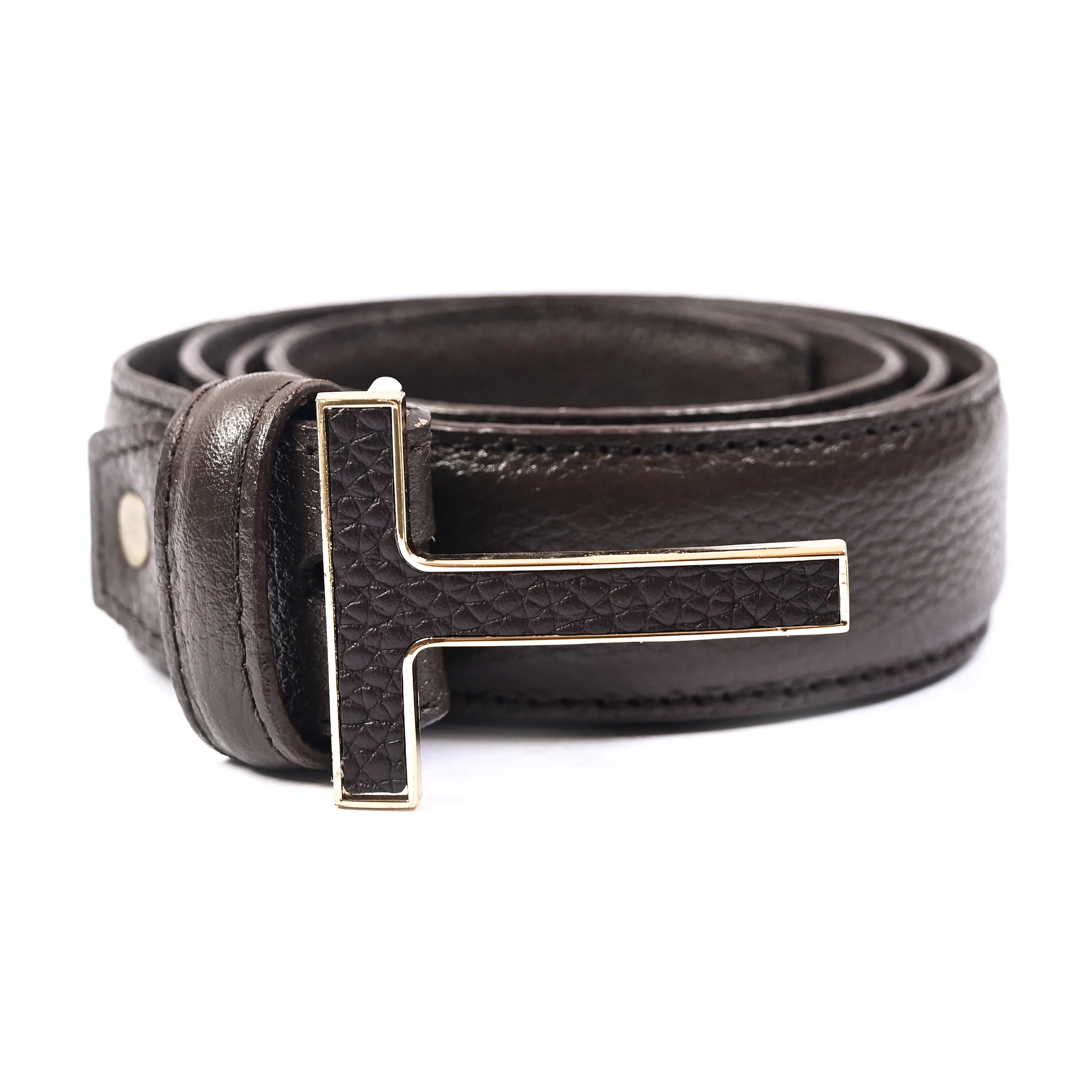 COFFEE MILLED LEATHER BELT - Image 2