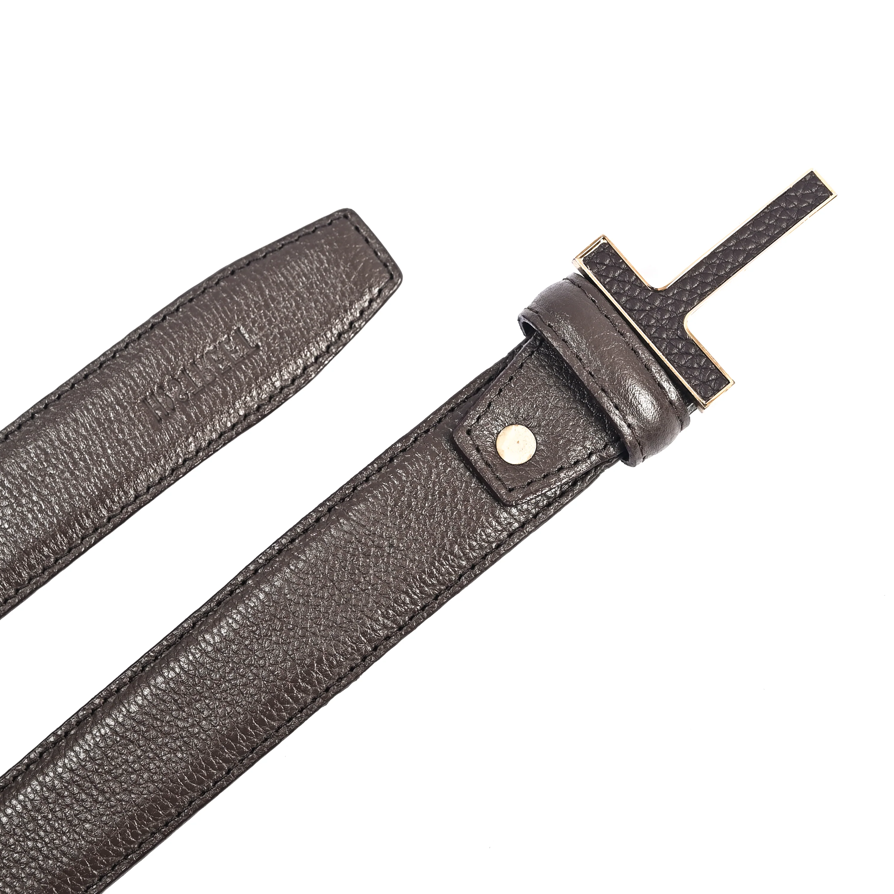COFFEE MILLED LEATHER BELT - Image 3