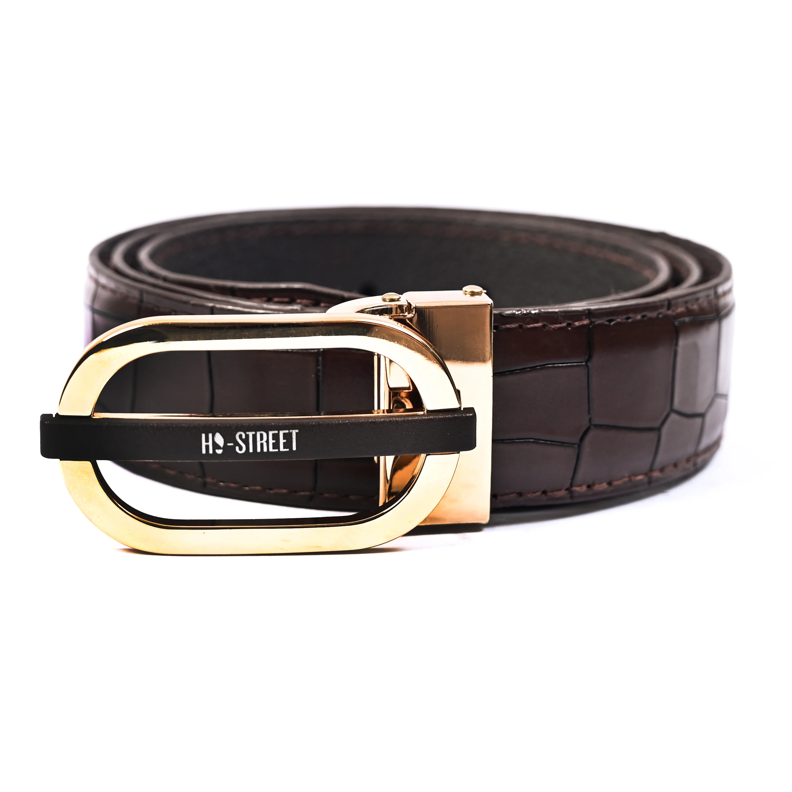 BROWN TEXTURED LEATHER BELT - Image 2