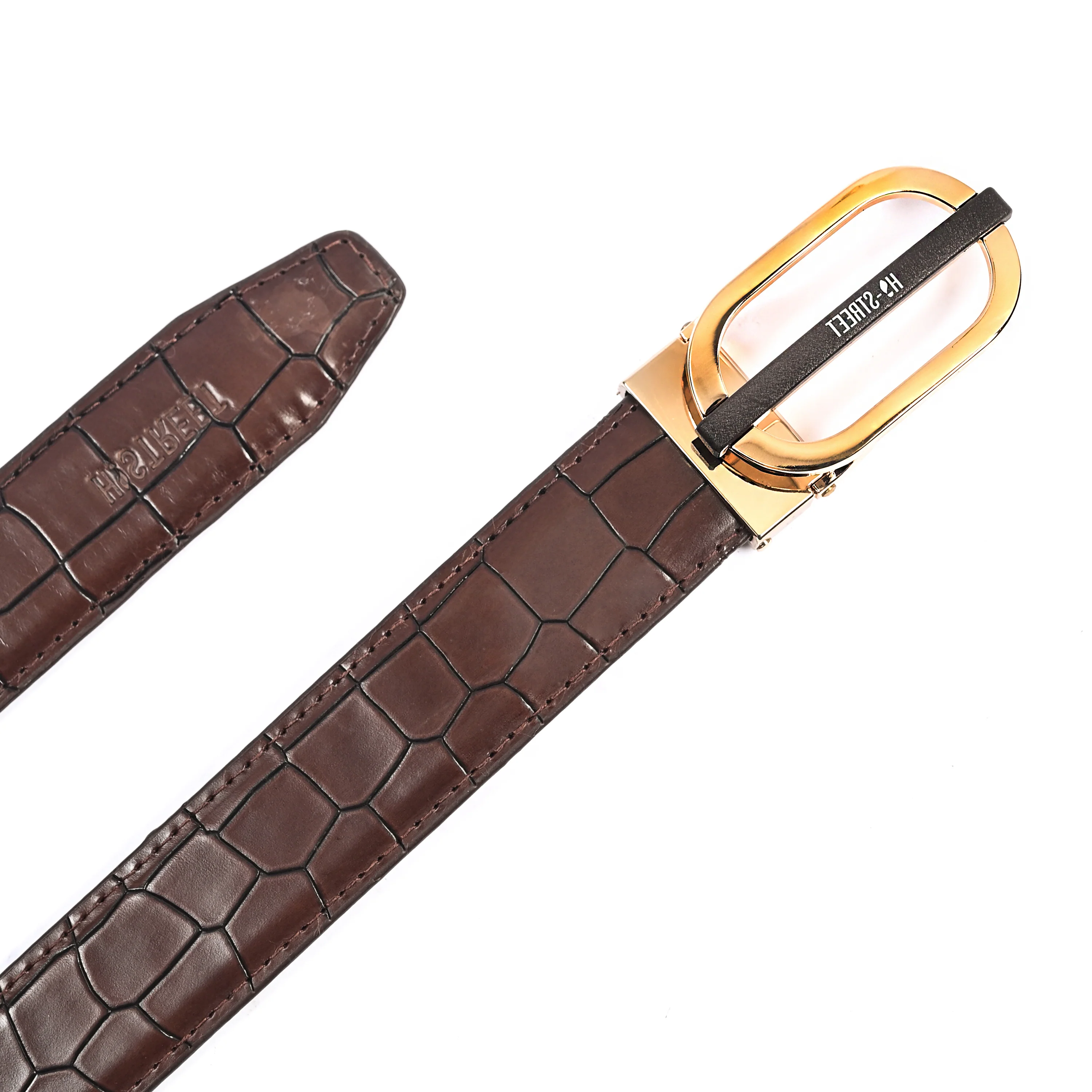 BROWN TEXTURED LEATHER BELT - Image 3