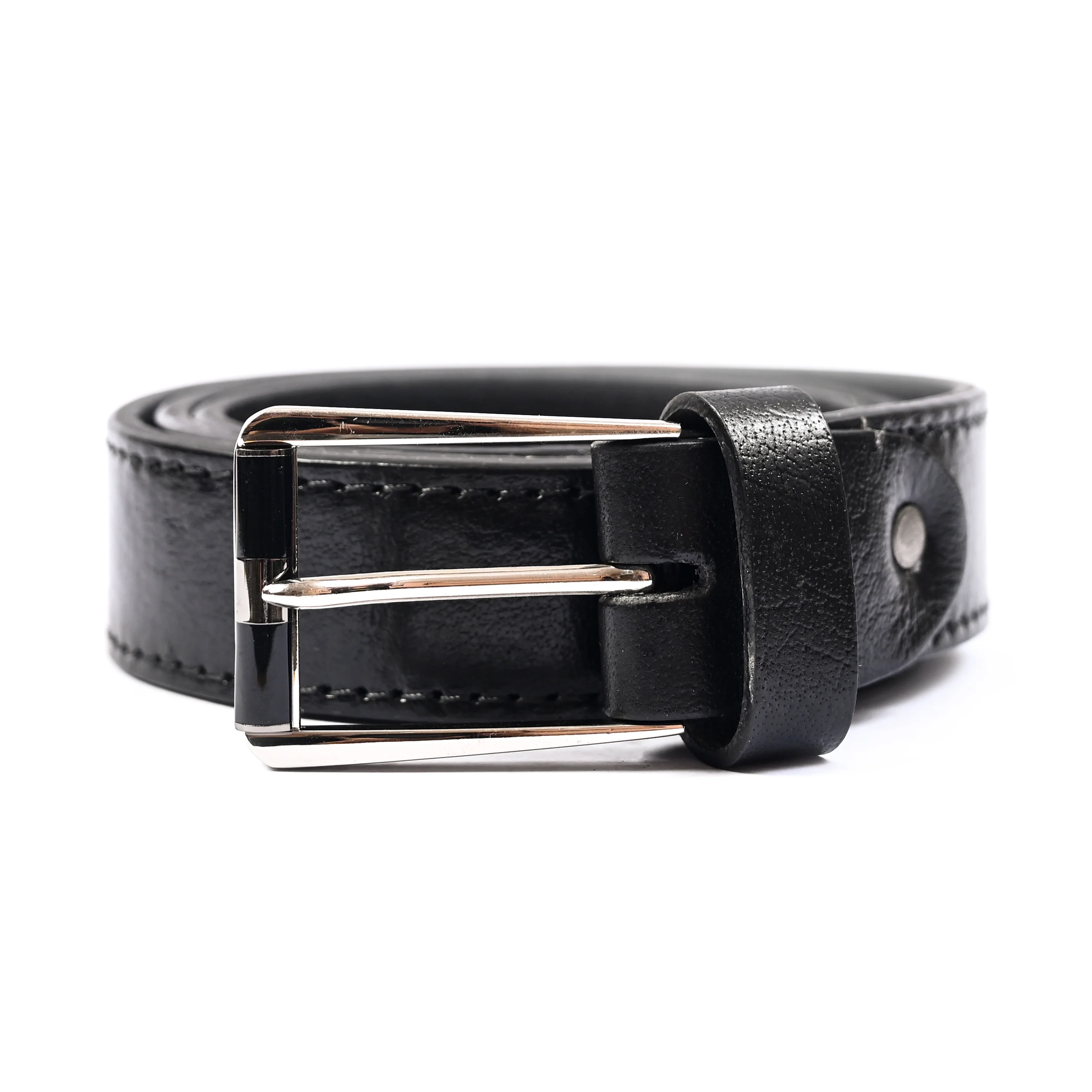 BLACK COW LEATHER BELT - Image 2