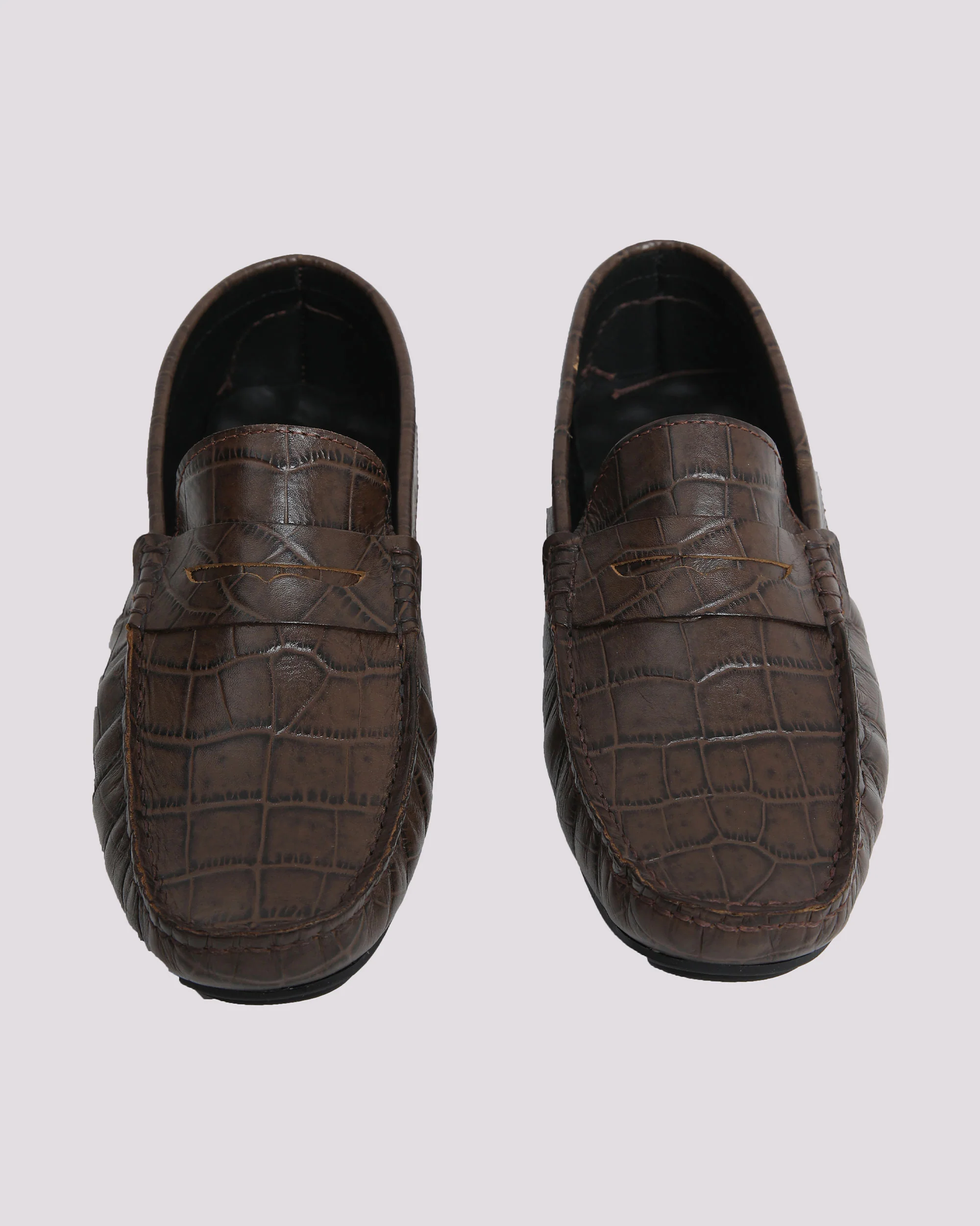 COFFEE TEXTURED LEATHER MOCCASIN - Image 3