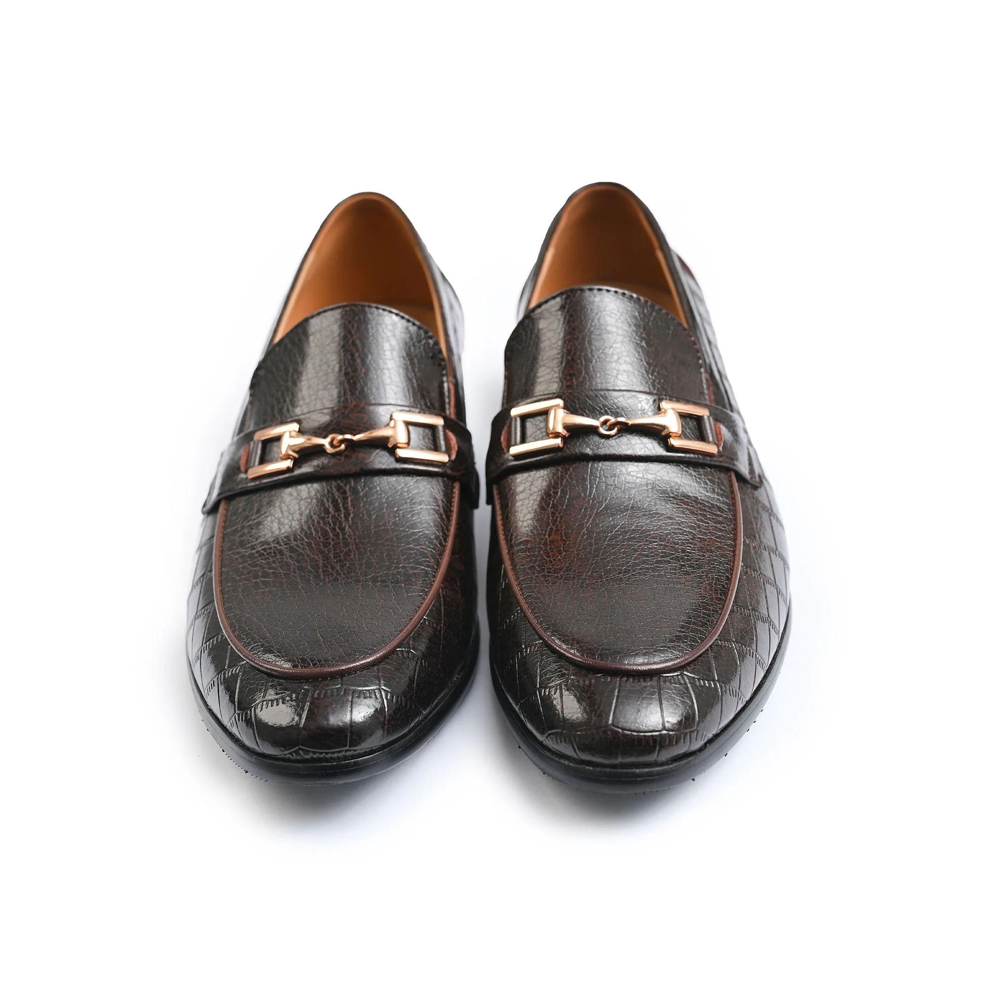 BROWN TEXTURED SPLIT LEATHER SHOES - Image 3