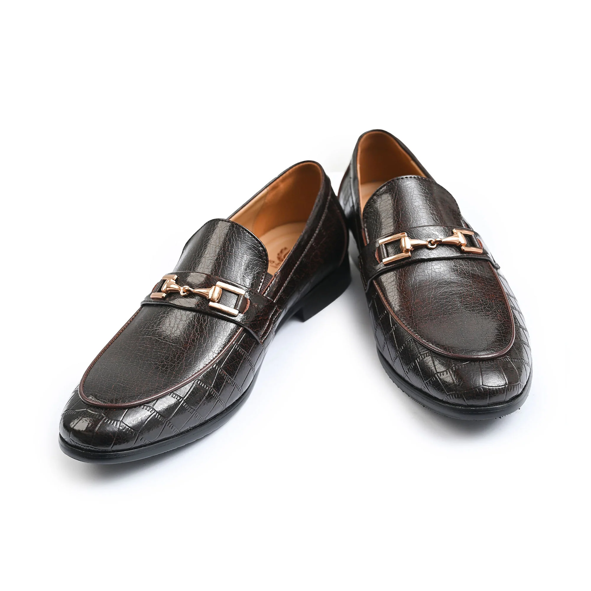BROWN TEXTURED SPLIT LEATHER SHOES - Image 5