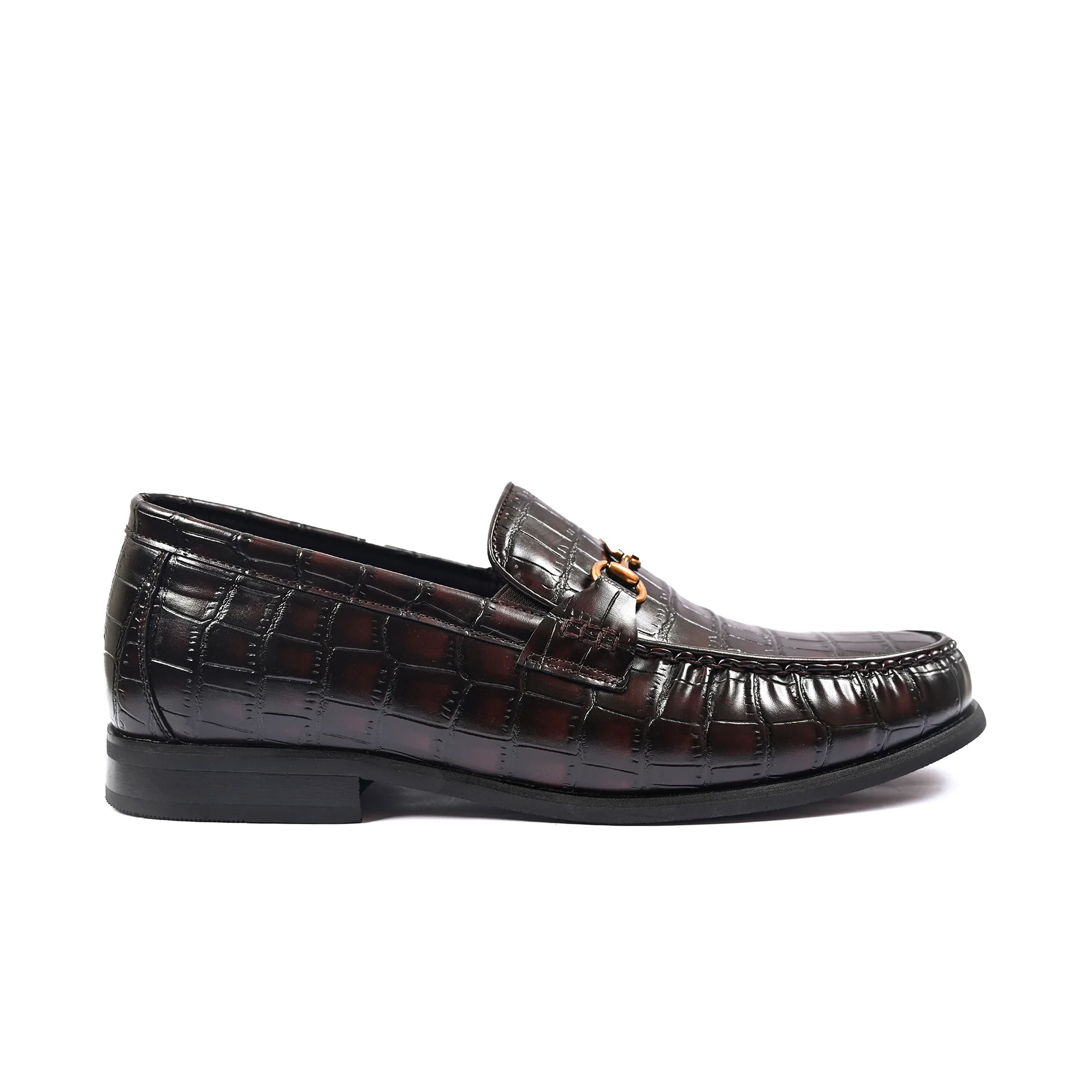 BROWN CROCO TEXTURED SHOES - Image 3