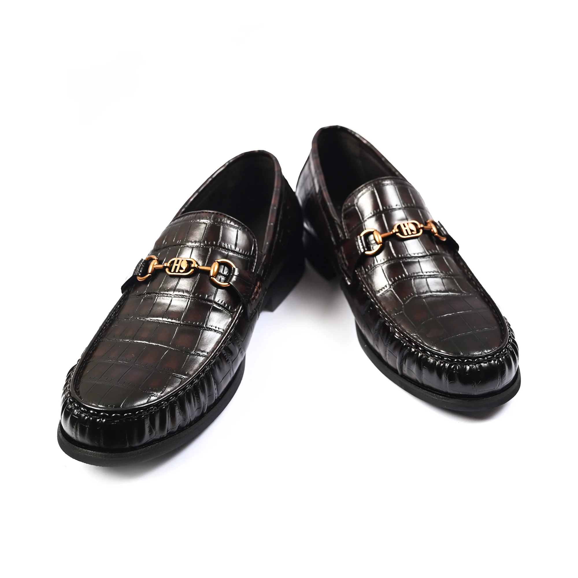BROWN CROCO TEXTURED SHOES - Image 5