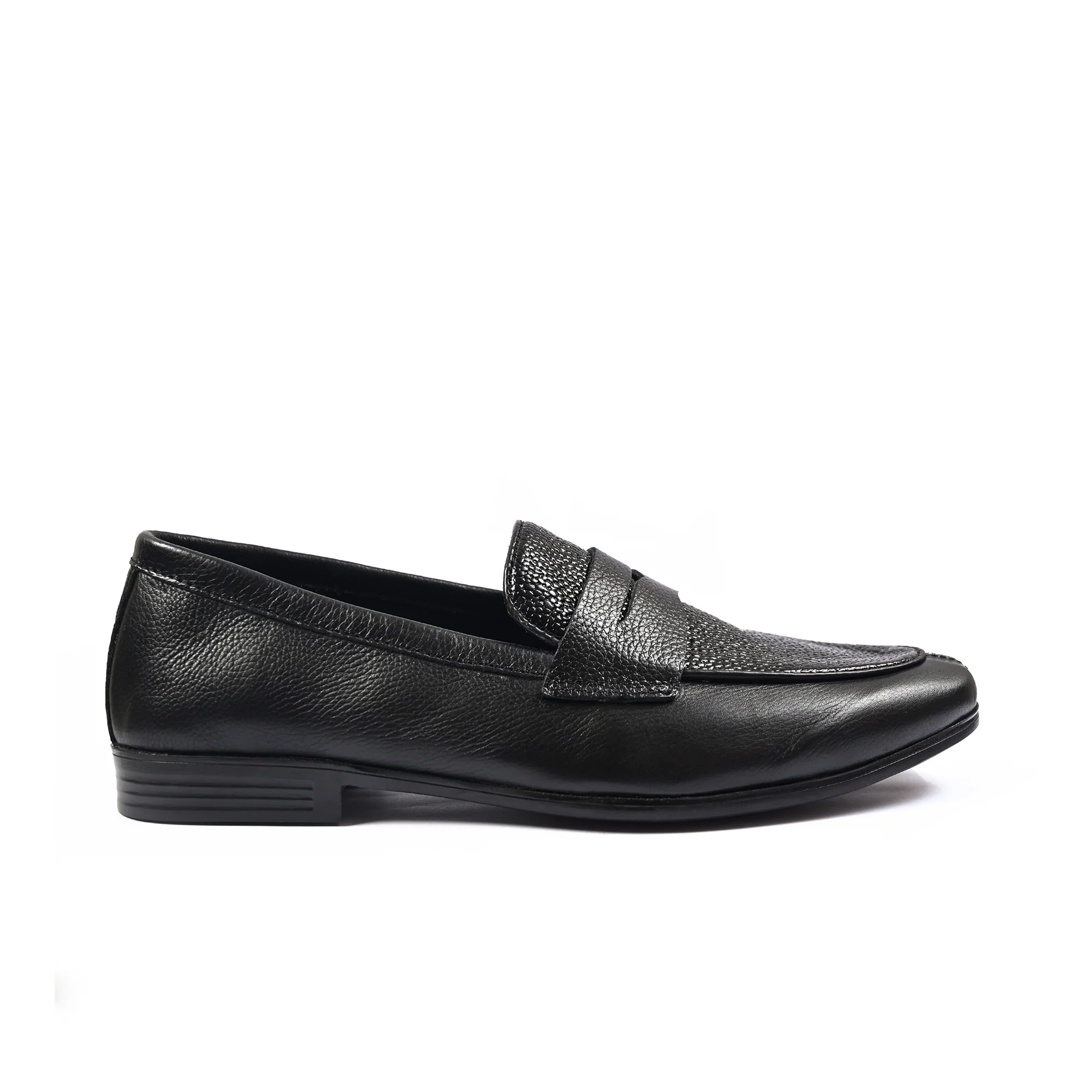 BLACK TEXTURED LEATHER SHOES - Image 3