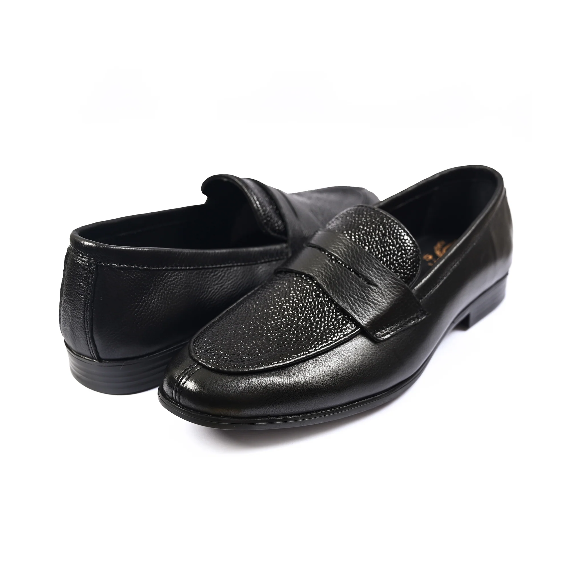 BLACK TEXTURED LEATHER SHOES - Image 4