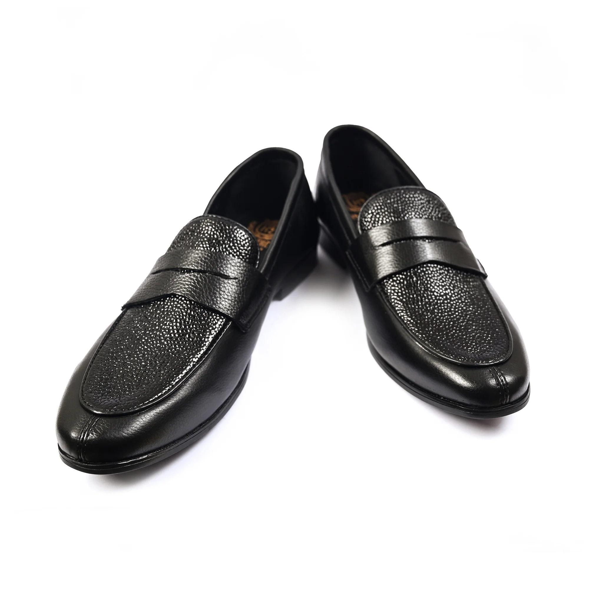 BLACK TEXTURED LEATHER SHOES - Image 5