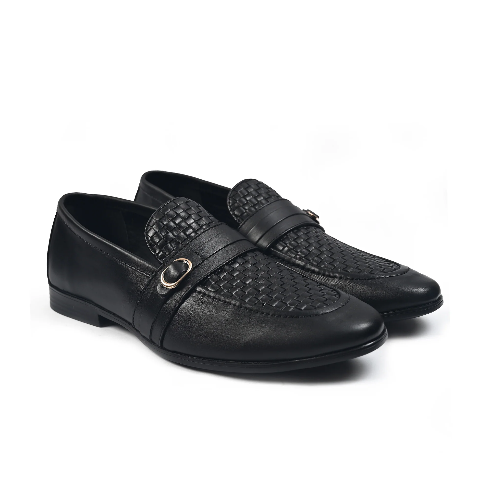 BLACK BRAIDED LEATHER SHOES - Image 2