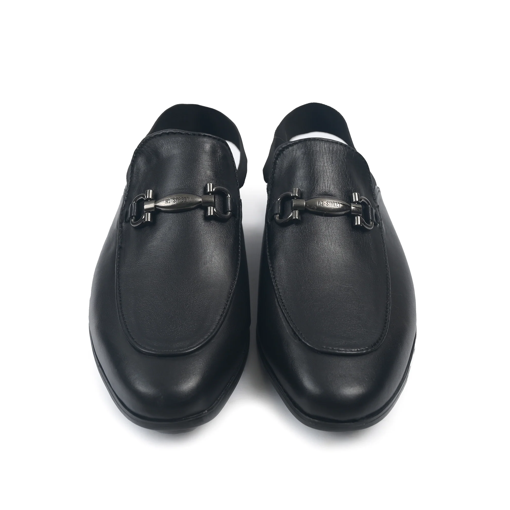 BLACK LEATHER BACKLESS MULE