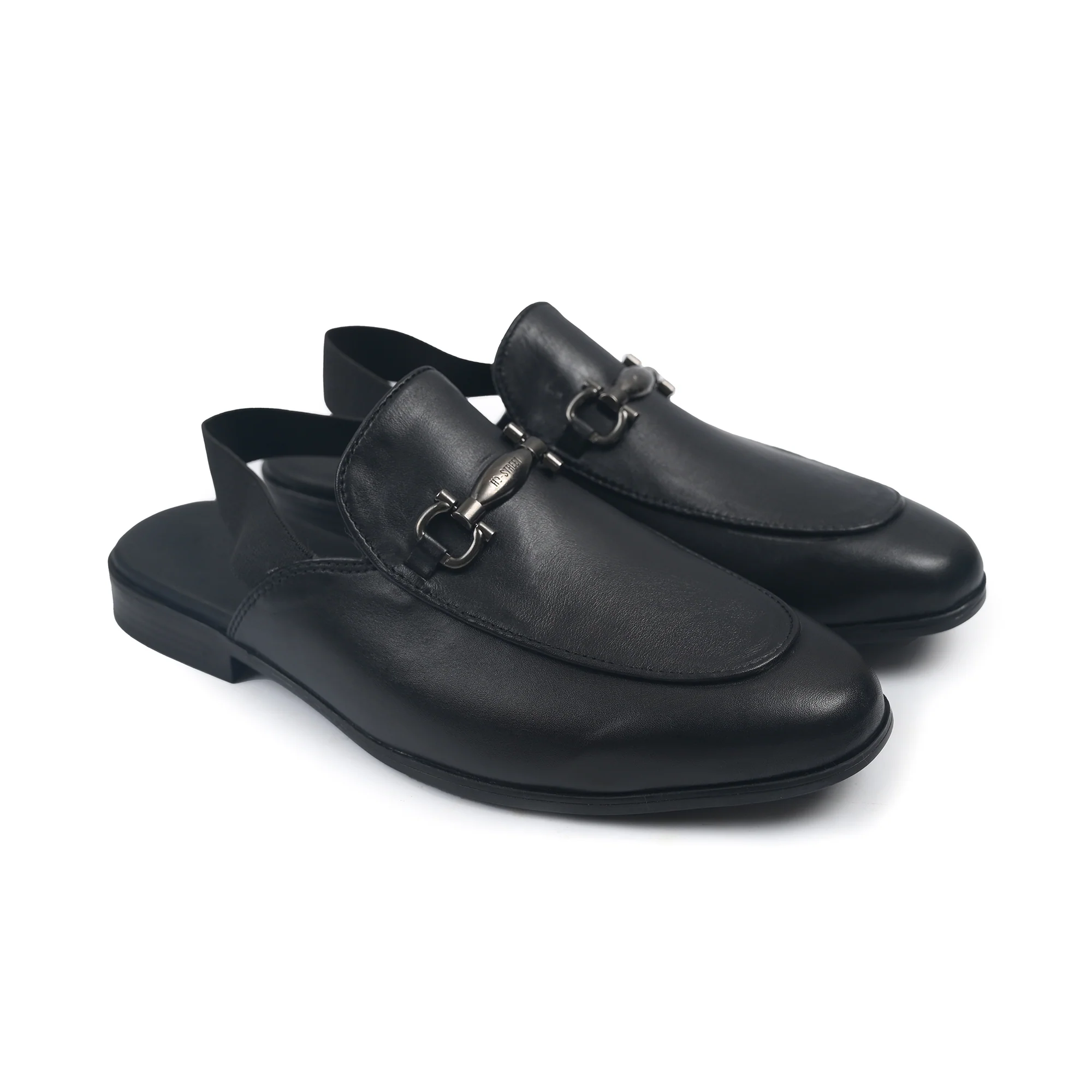 BLACK LEATHER BACKLESS MULE - Image 2