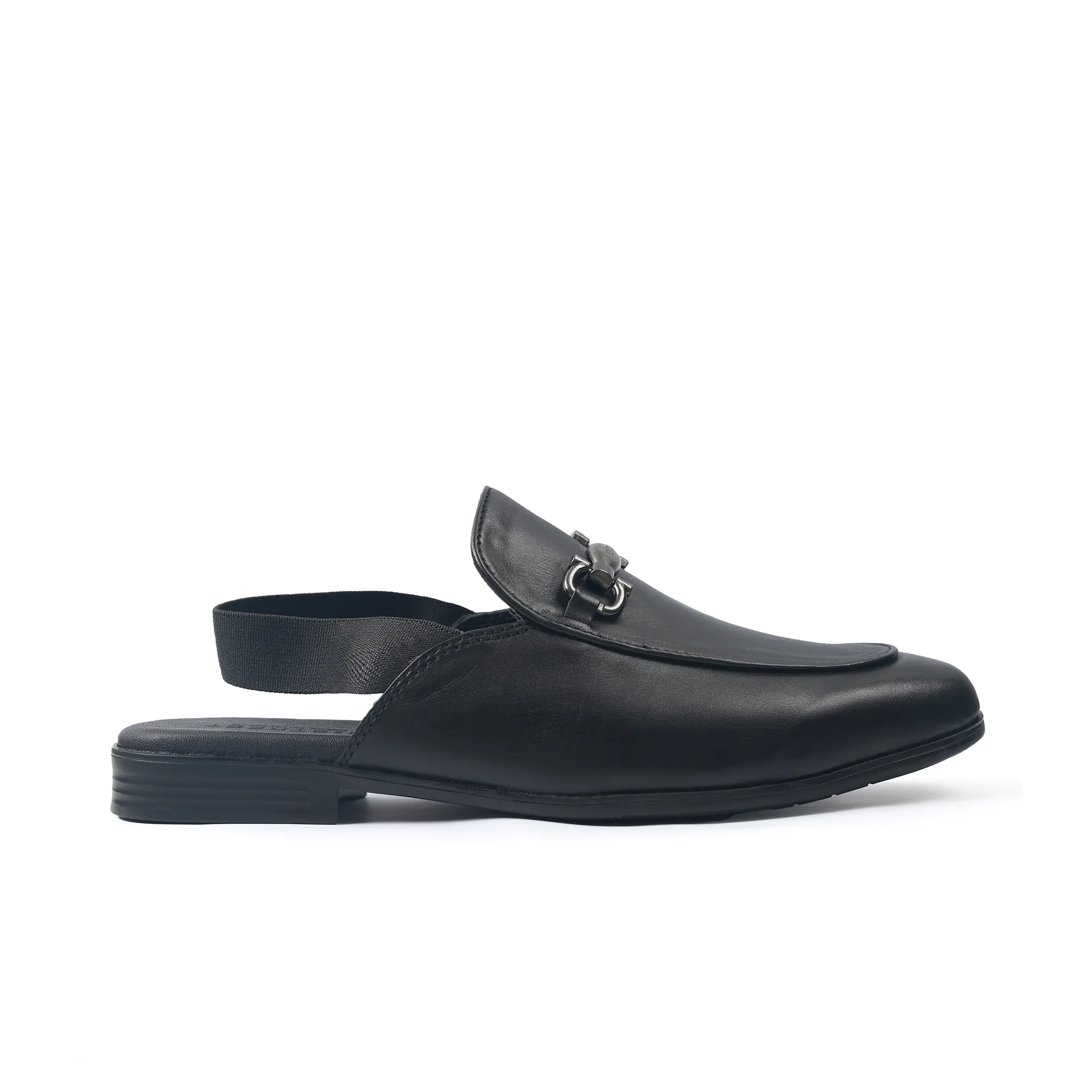 BLACK LEATHER BACKLESS MULE - Image 3