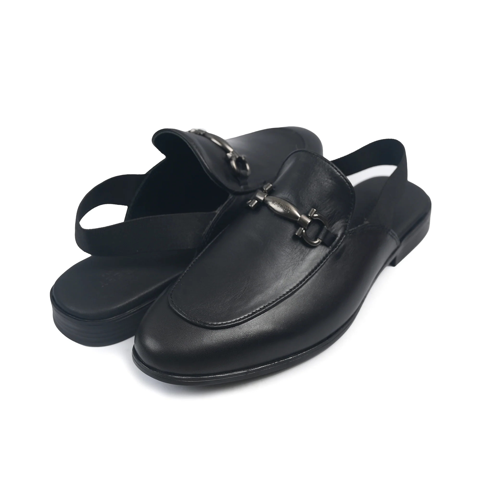 BLACK LEATHER BACKLESS MULE - Image 4