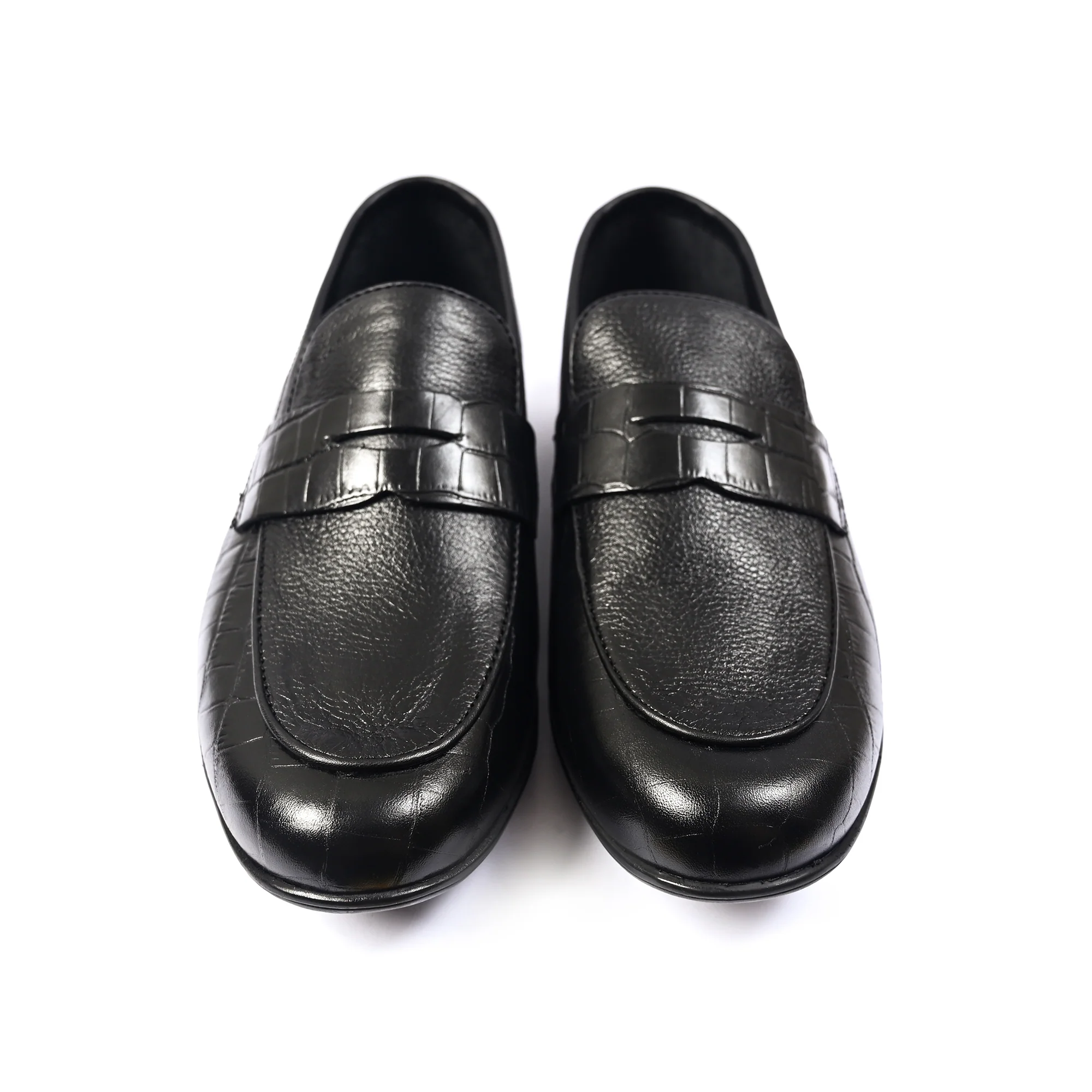 BLACK SPLIT LEATHER SHOES
