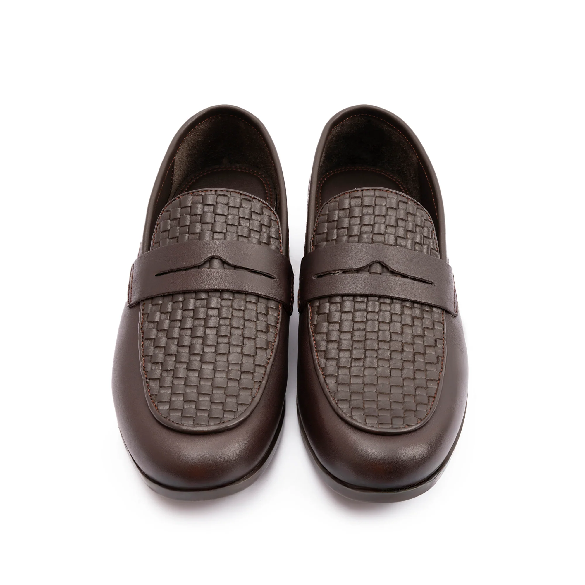 BRAIDED VAMP LEATHER SHOES