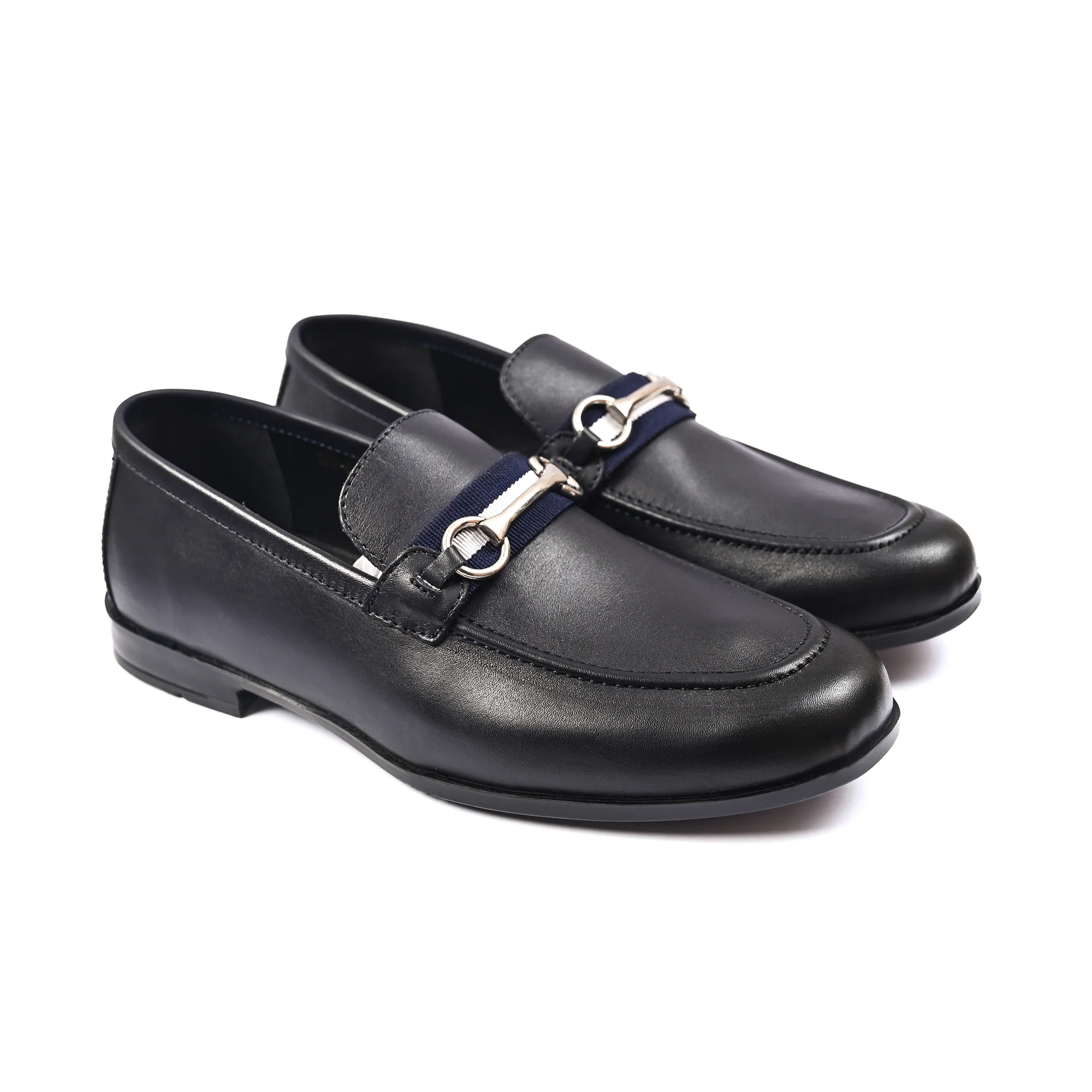 NAVY ANILINE LEATHER SHOES - Image 2