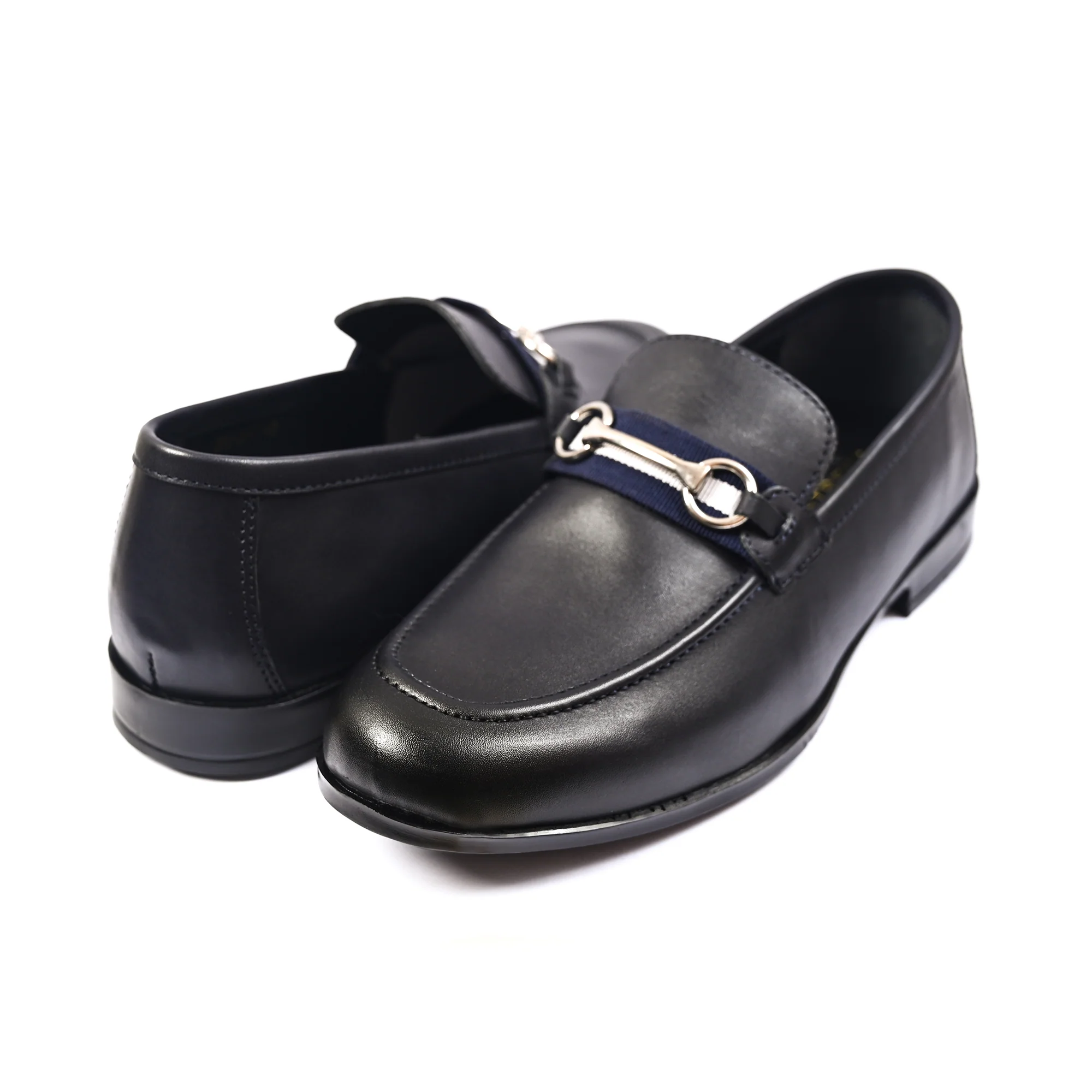NAVY ANILINE LEATHER SHOES - Image 4