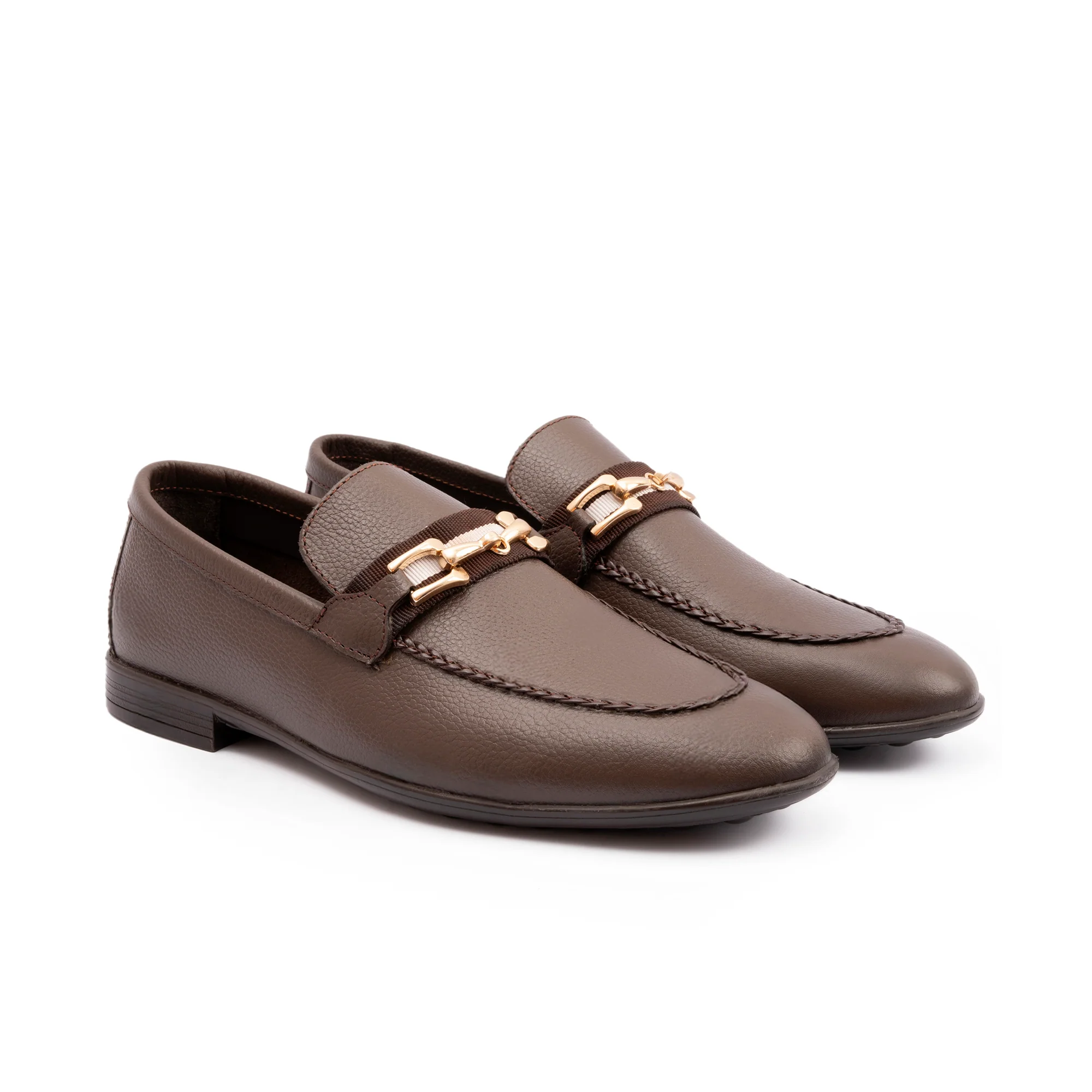 BROWN MILLED LEATHER SHOES - Image 2