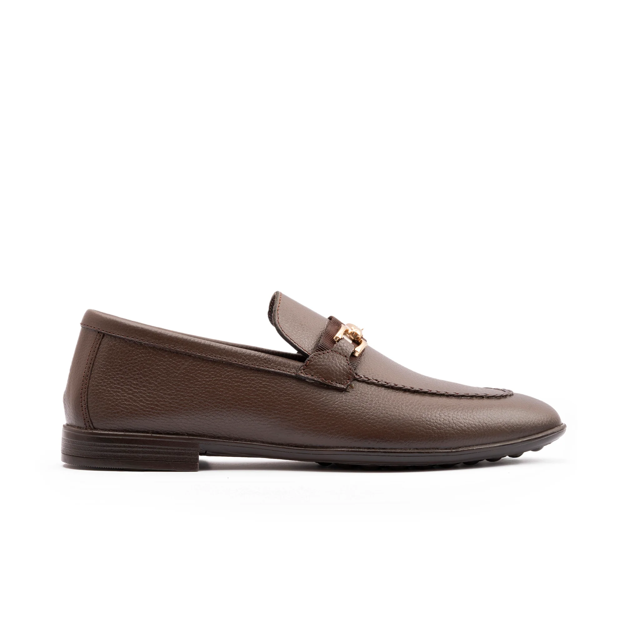 BROWN MILLED LEATHER SHOES - Image 3