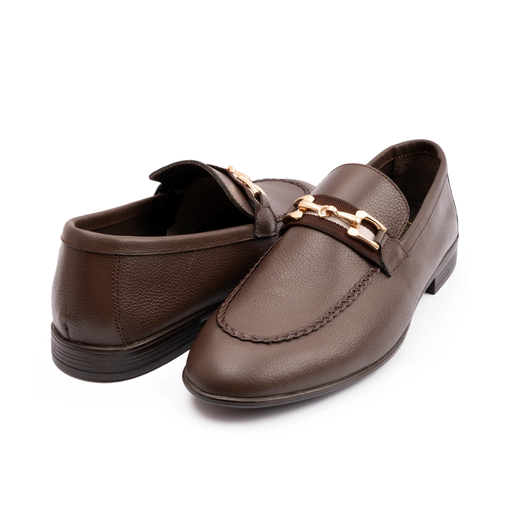 BROWN MILLED LEATHER SHOES - Image 5