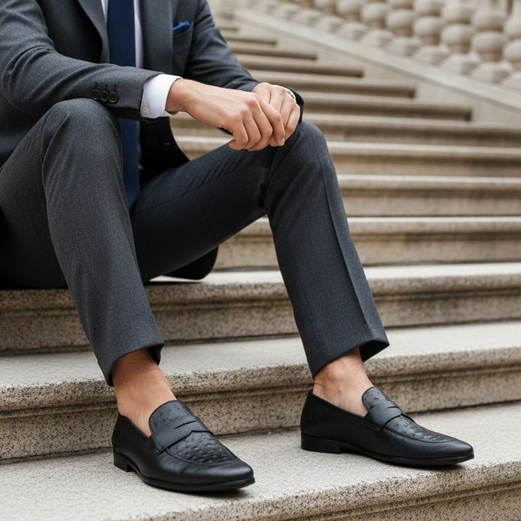 TWO TONE TEXTURED LEATHER SHOES - Image 6