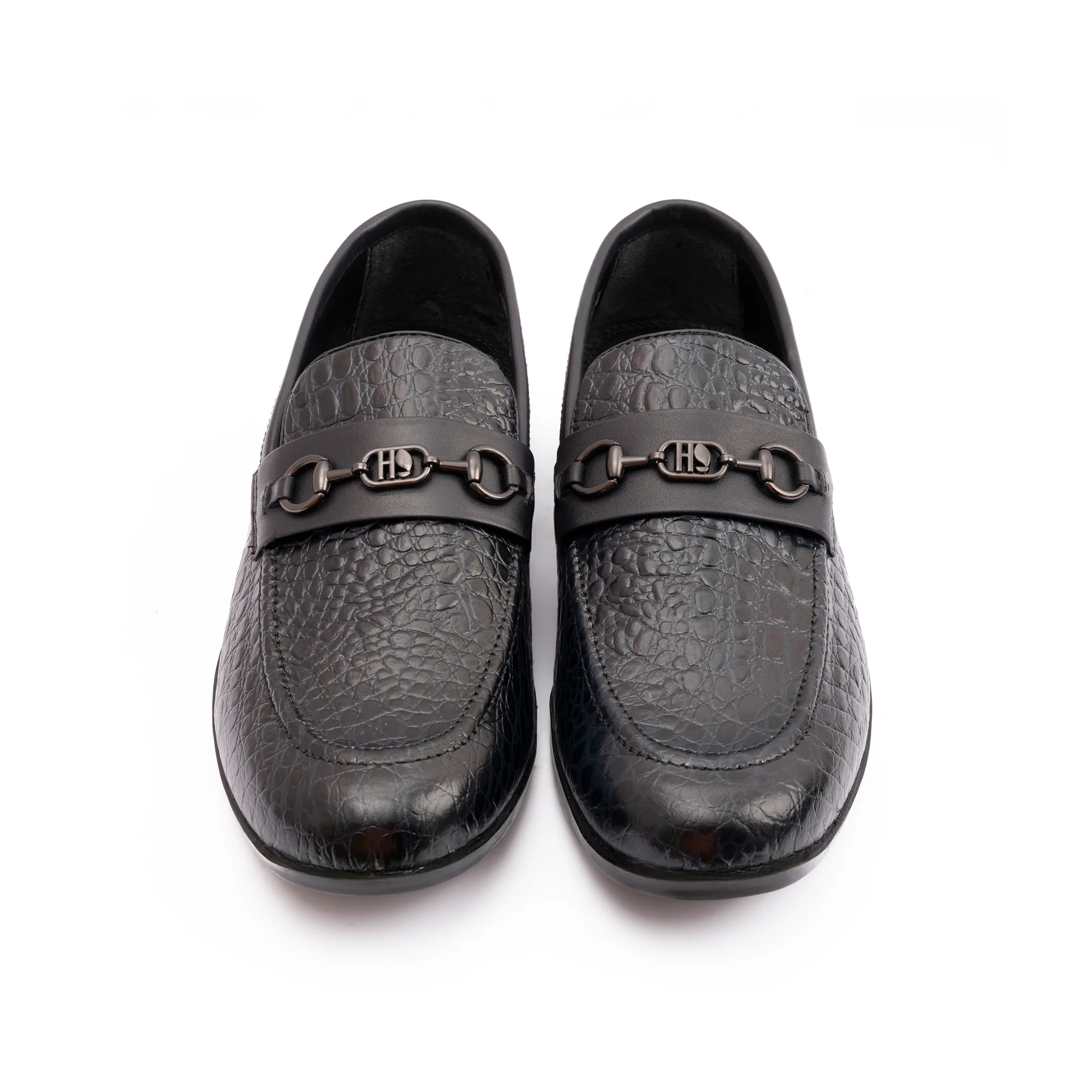 NAVY CROCO TEXTURED SHOES