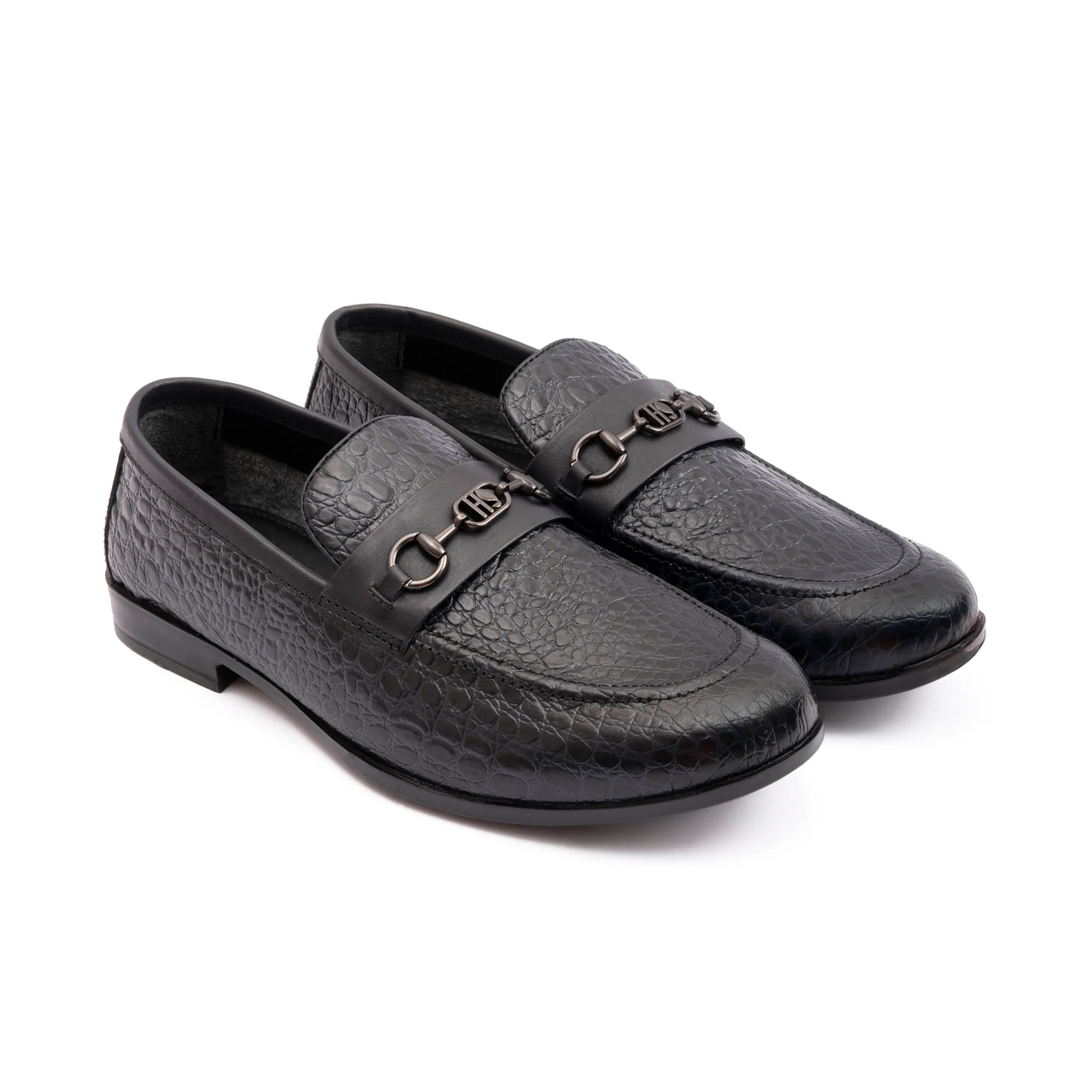 NAVY CROCO TEXTURED SHOES - Image 2