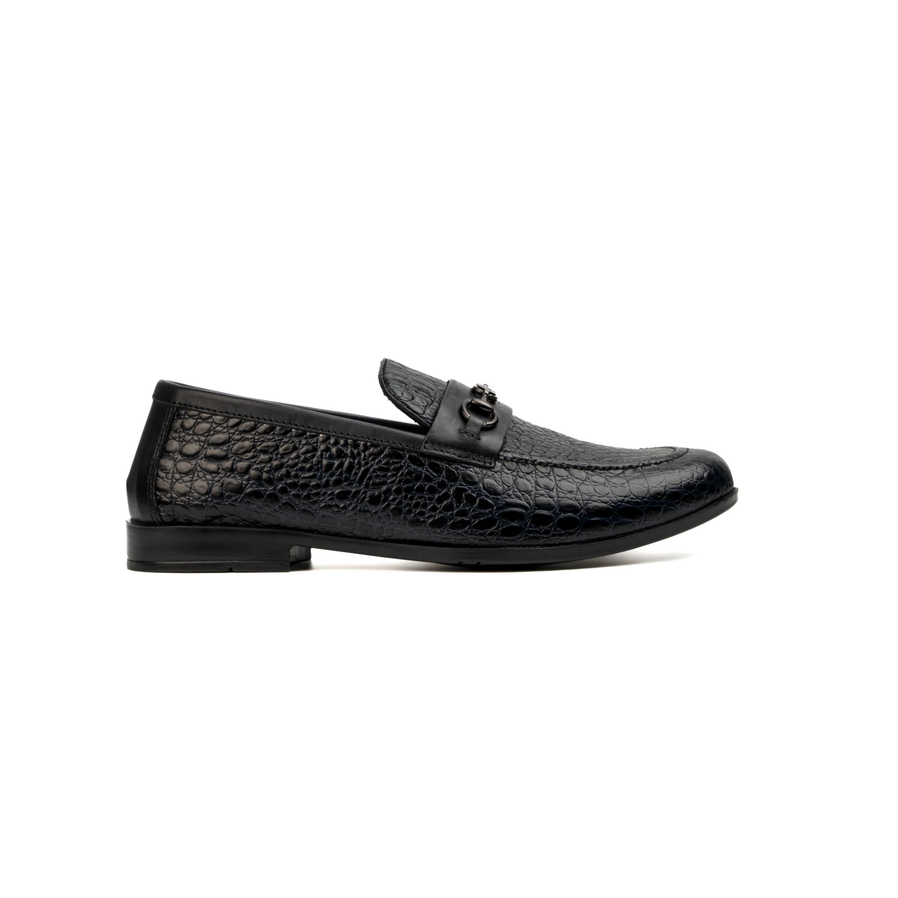 NAVY CROCO TEXTURED SHOES - Image 3