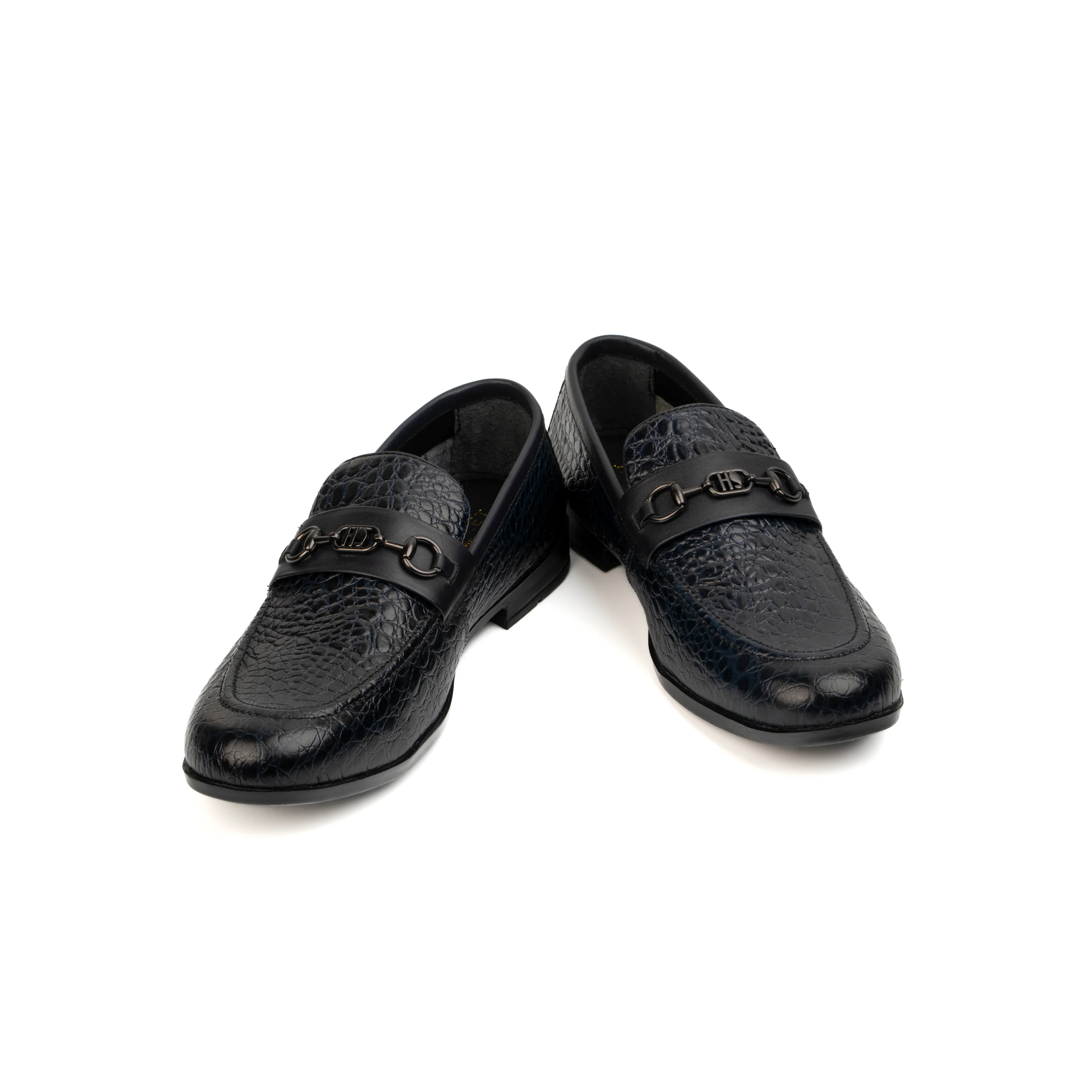 NAVY CROCO TEXTURED SHOES - Image 5