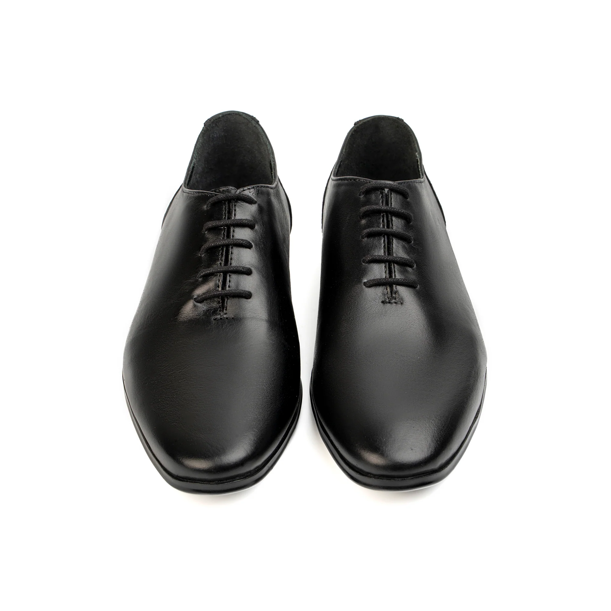 BLACK LEATHER LACEUP SHOES