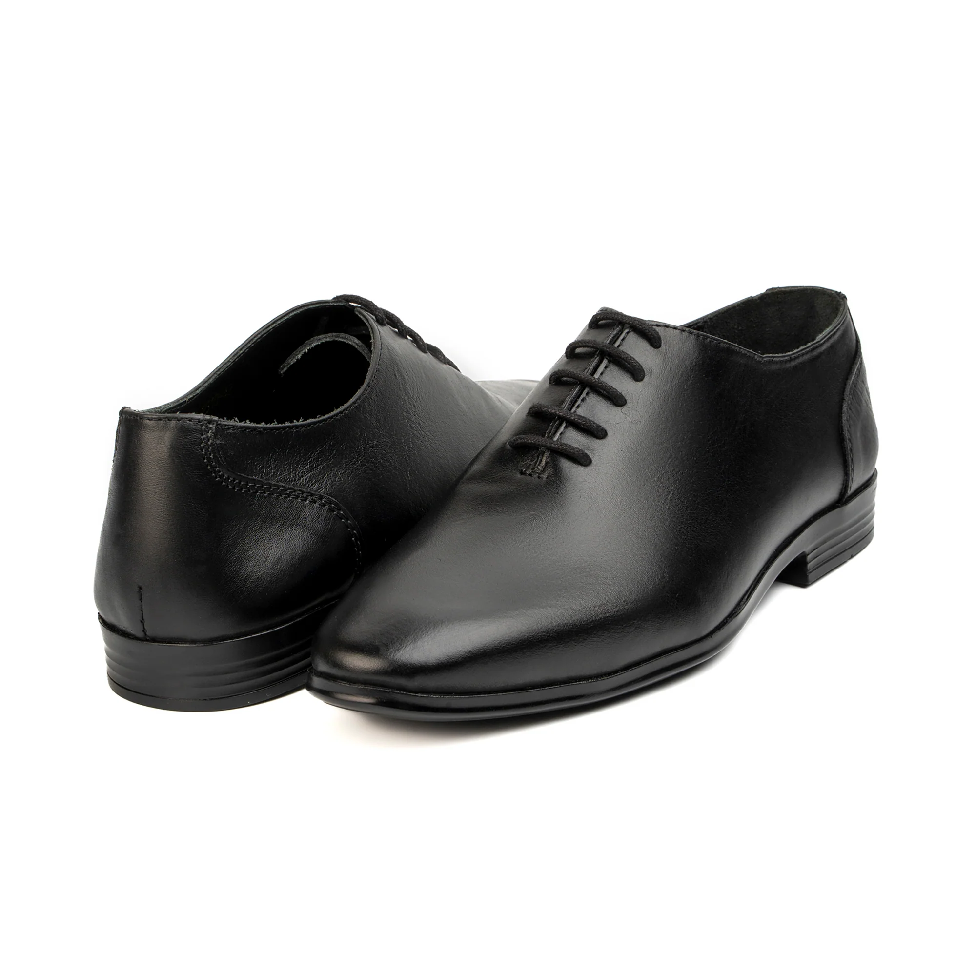 BLACK LEATHER LACEUP SHOES - Image 4