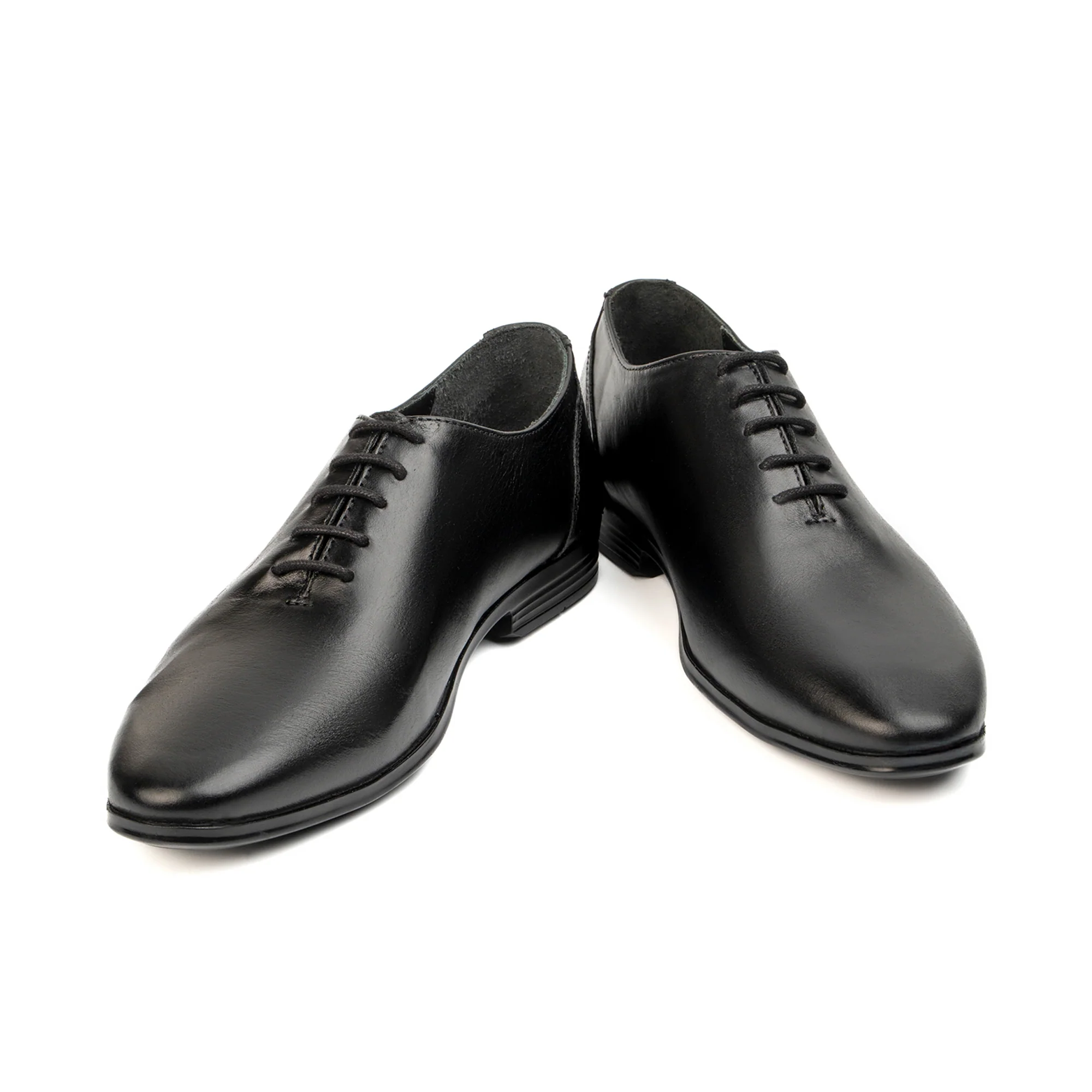 BLACK LEATHER LACEUP SHOES - Image 5