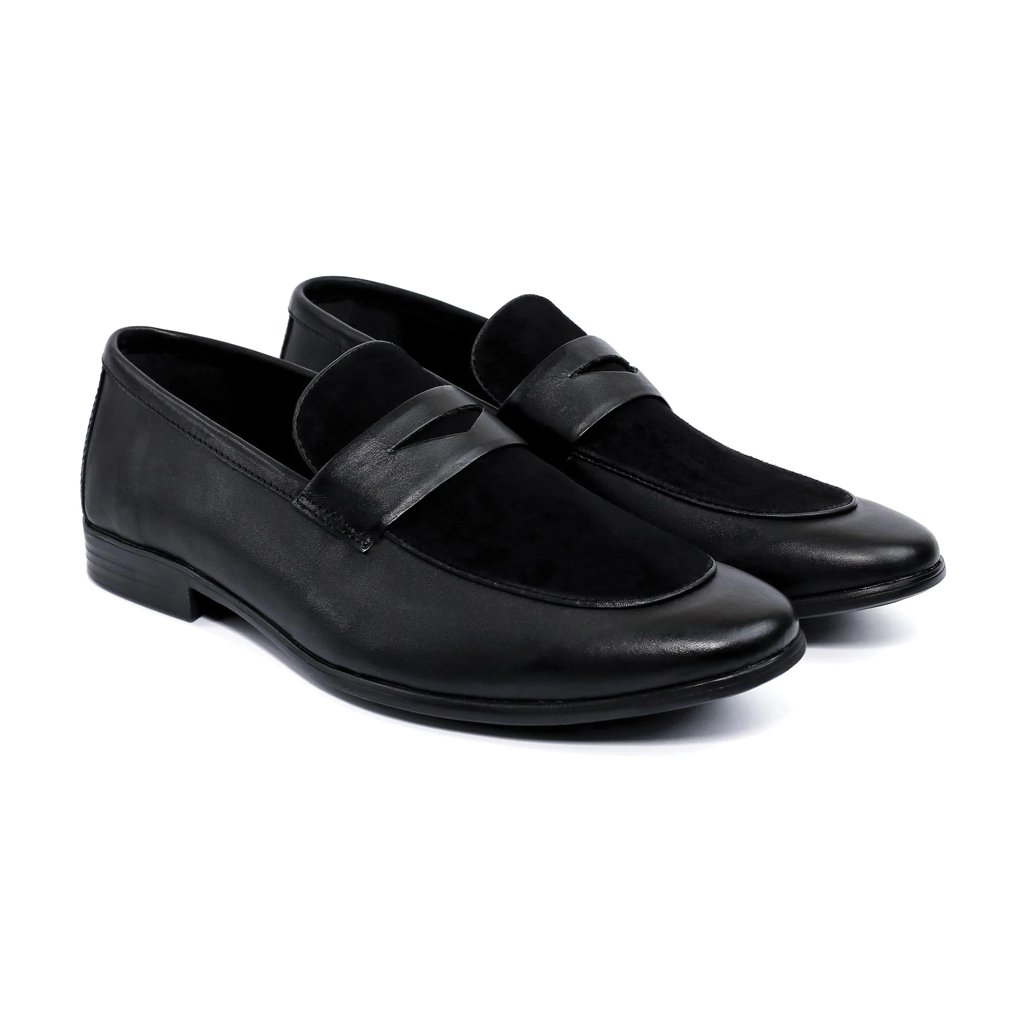 BLACK SPLIT LEATHER SHOES