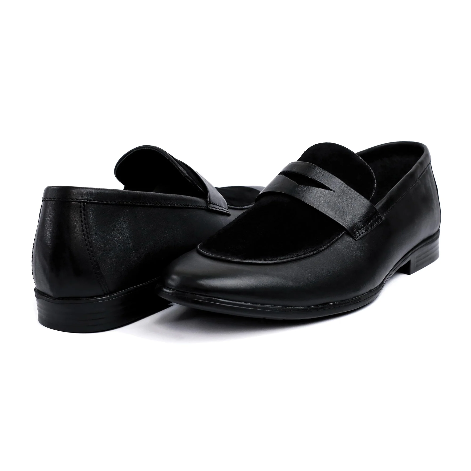BLACK SPLIT LEATHER SHOES - Image 5