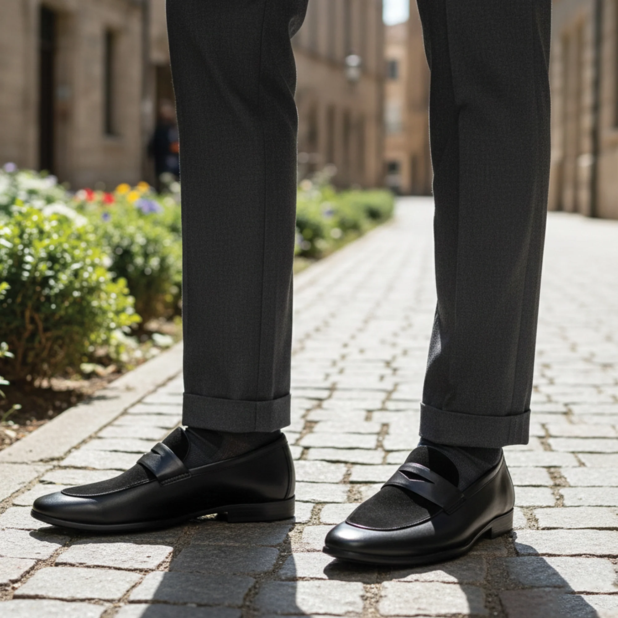 BLACK SPLIT LEATHER SHOES - Image 9
