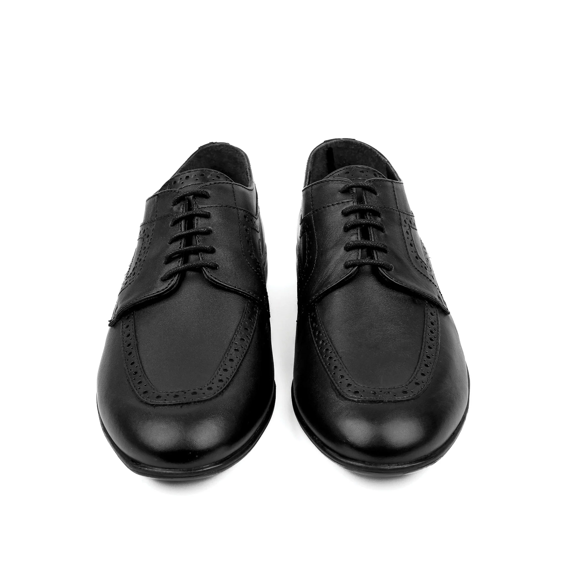 BLACK LEATHER LACE UP SHOES - Image 3
