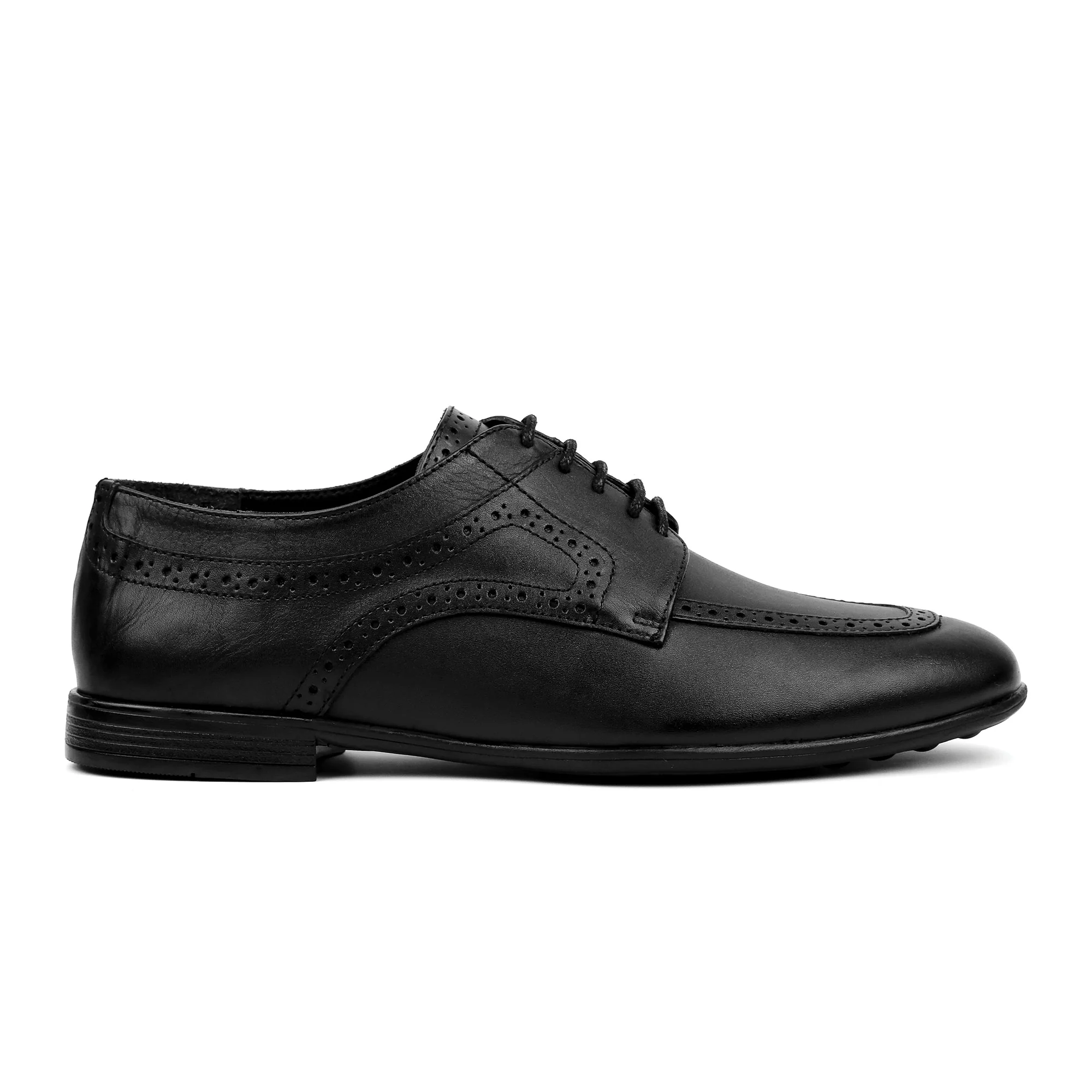 BLACK LEATHER LACE UP SHOES - Image 4