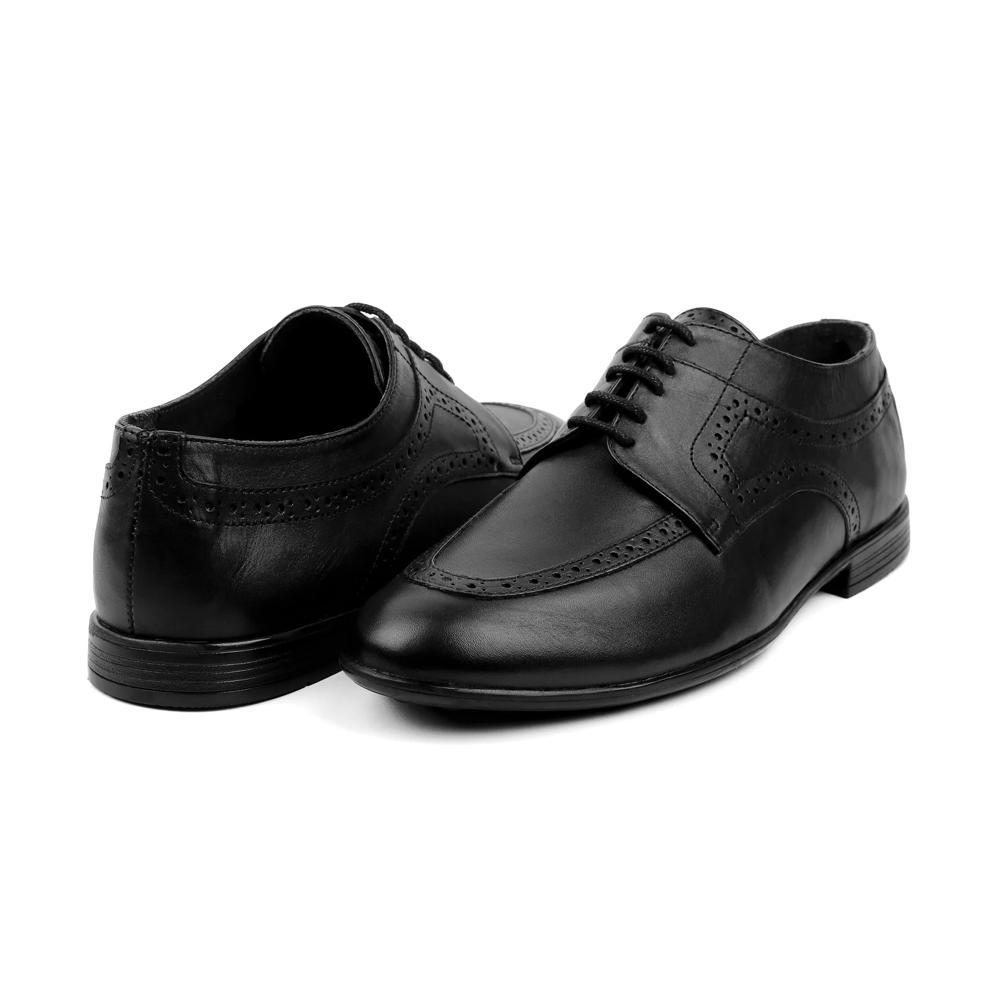 BLACK LEATHER LACE UP SHOES - Image 5